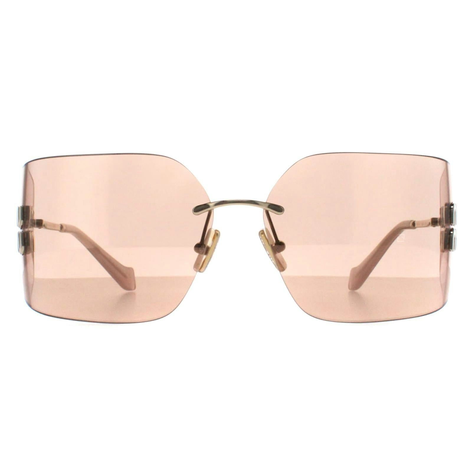 Miu Miu Women's Rimless Pale Gold Pink Mirror MU54YS Sunglasses - Image 8