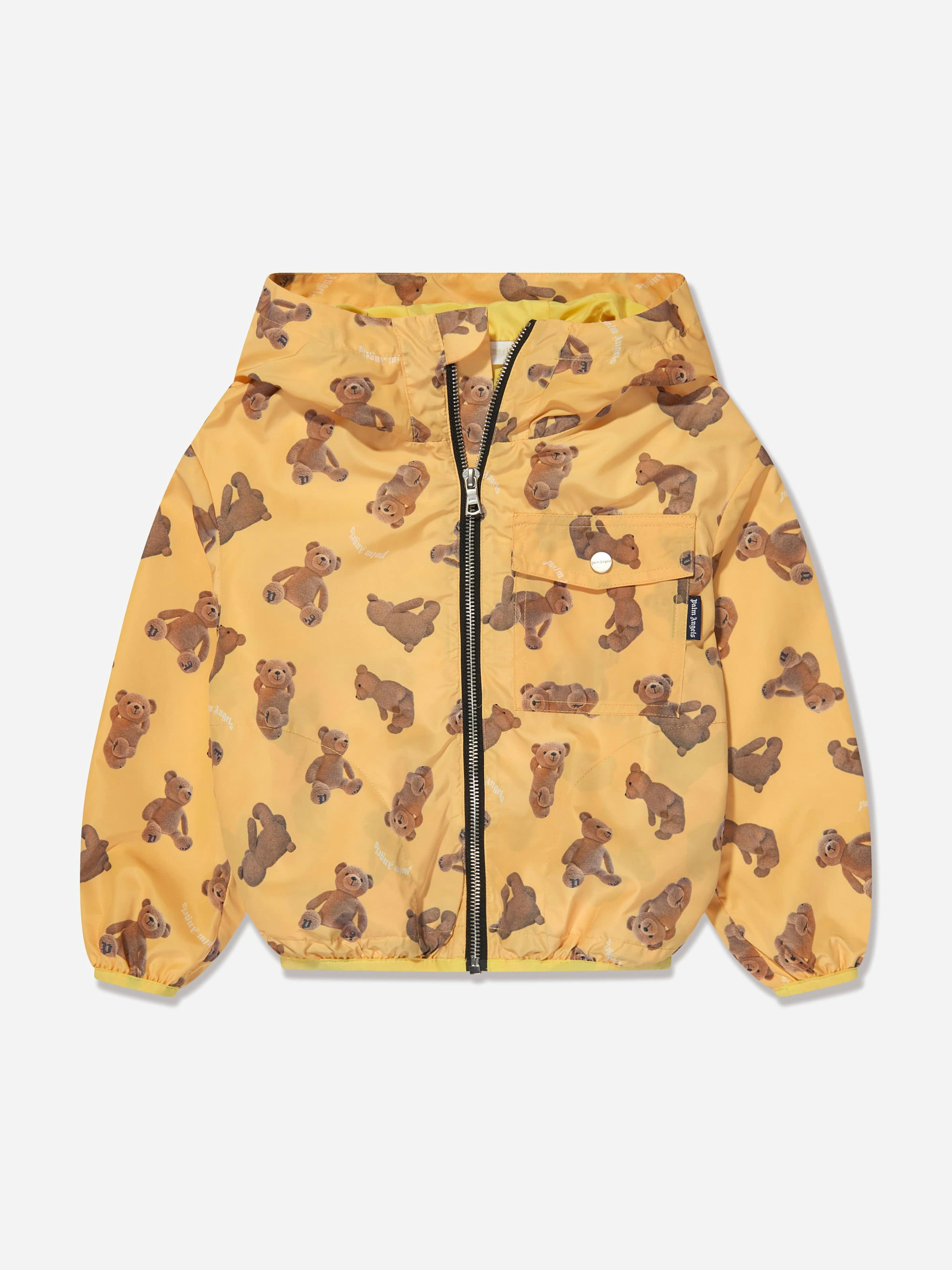 Palm Angels Boys Yellow Aop Pa Bears Windbreaker In - 10 Yrs