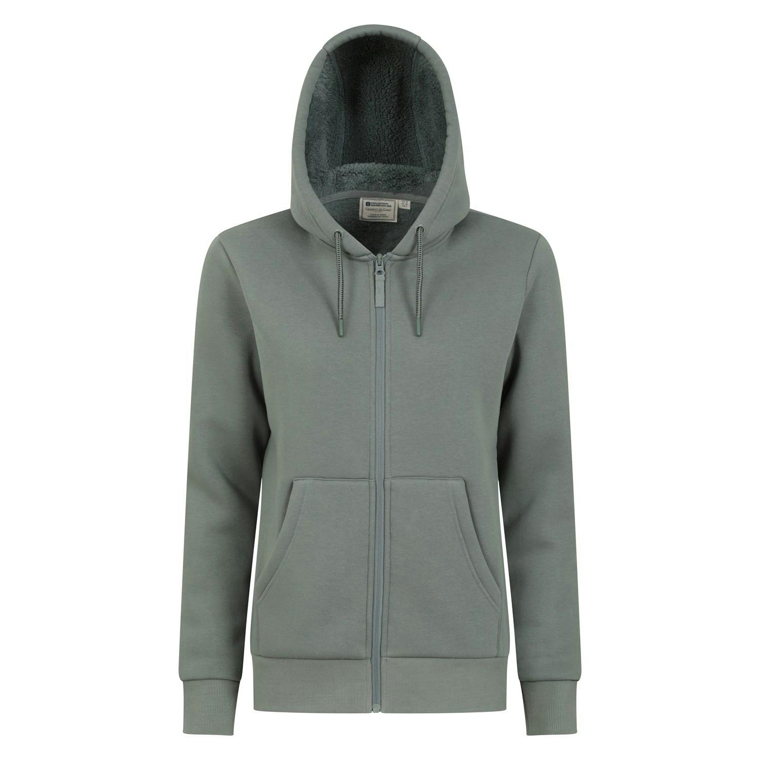 Mountain Warehouse Women's Green Dalton Sherpa Lined Full Zip Hoodie - Khaki - 18 Uk - Khaki - 60% Cotton/40% Polyester