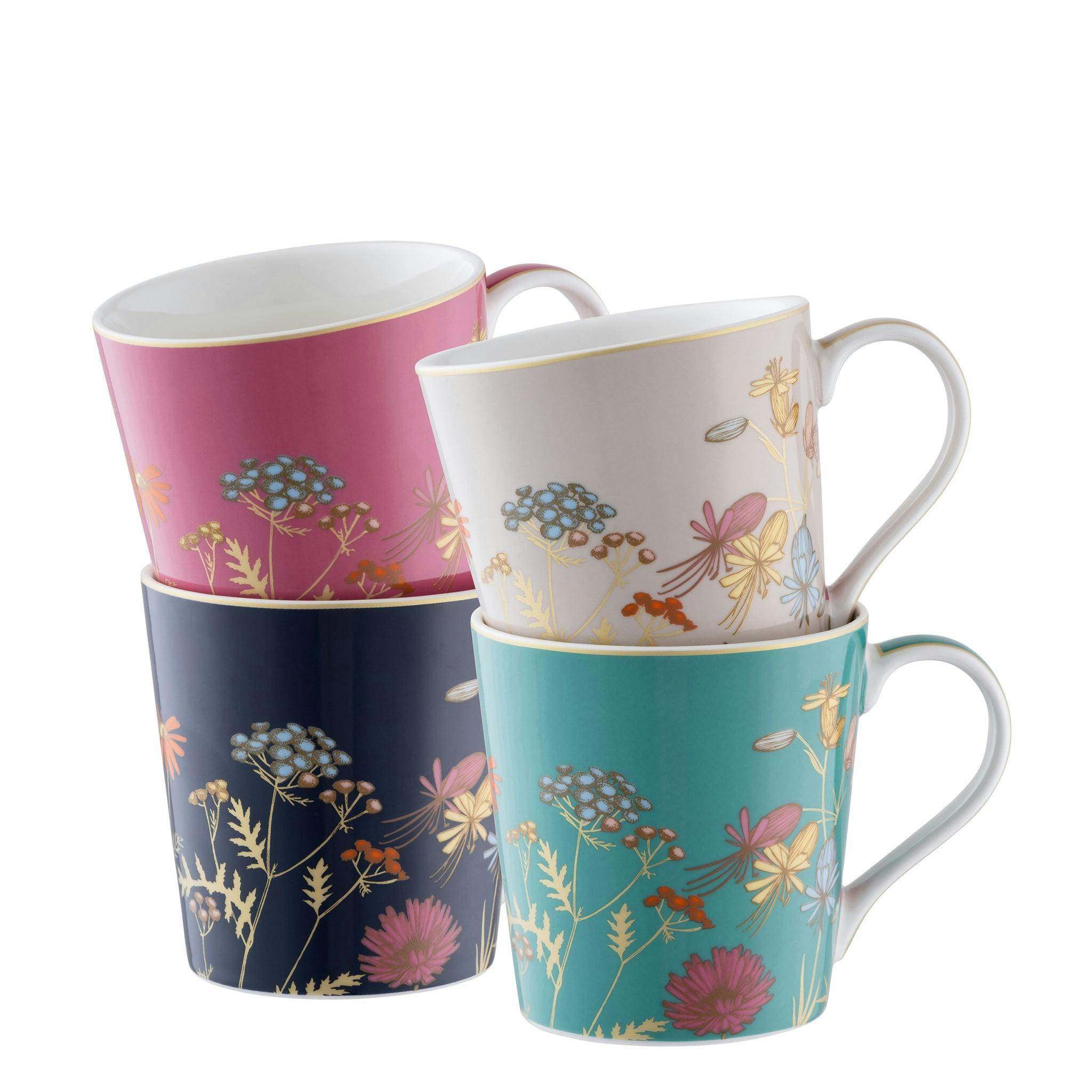 Aynsley China Golden Aynsley Meadow Set Of 4 Mugs