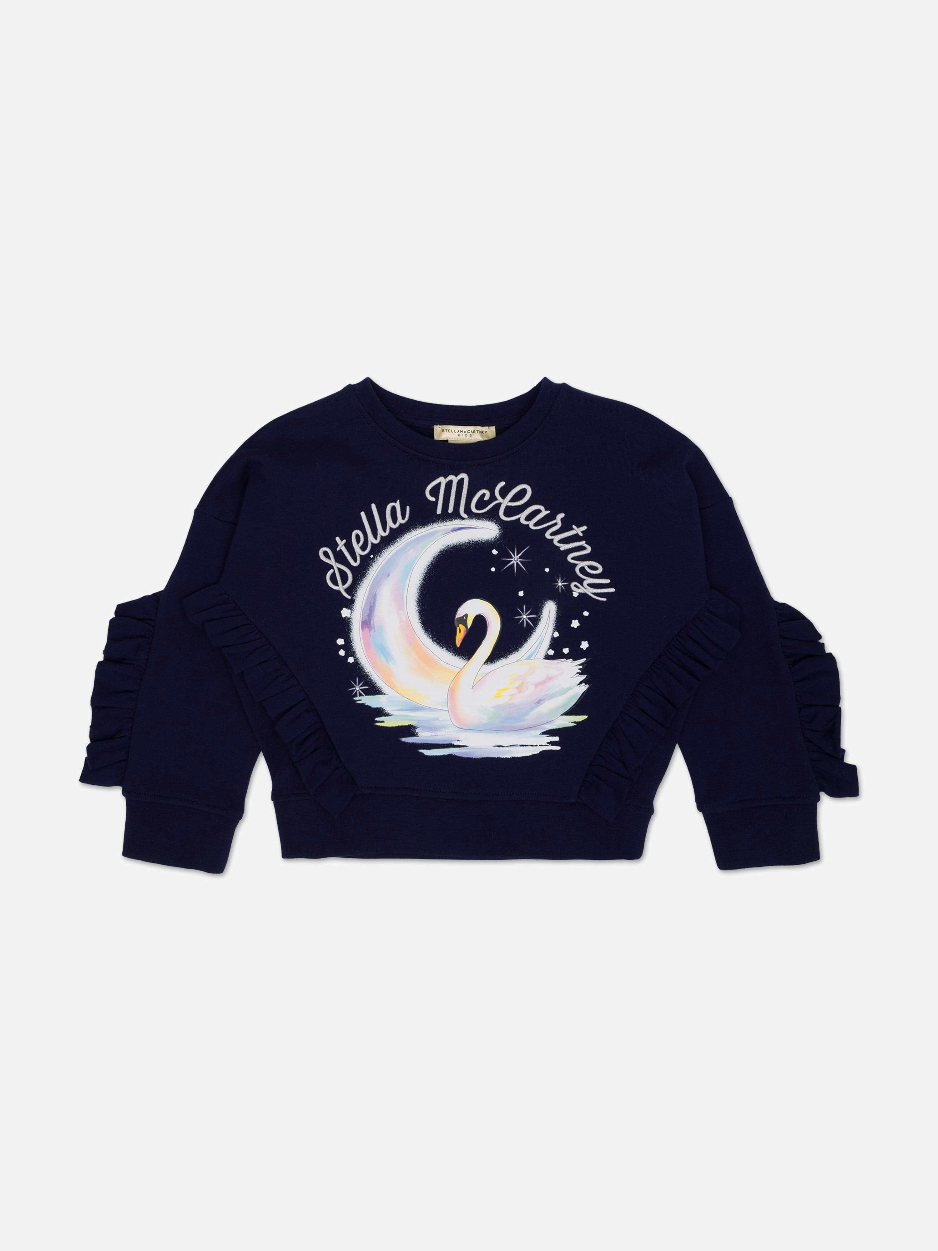 Stella Mccartney Kids Girls Blue Stella Mccartney Swan Sweatshirt In Navy - 12 Yrs