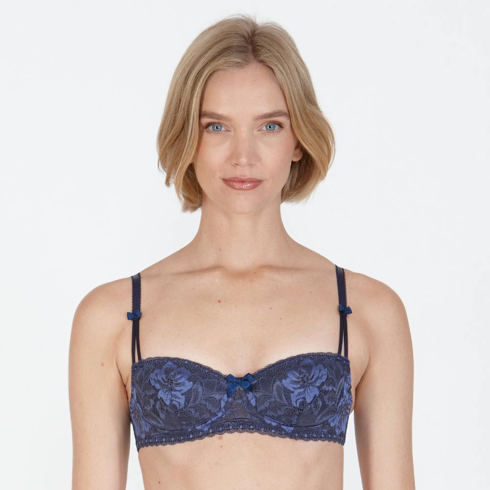 Little Women Women's Blue Little Miriam Non Wired Fixed Padded Balconette Bra - 36Aa