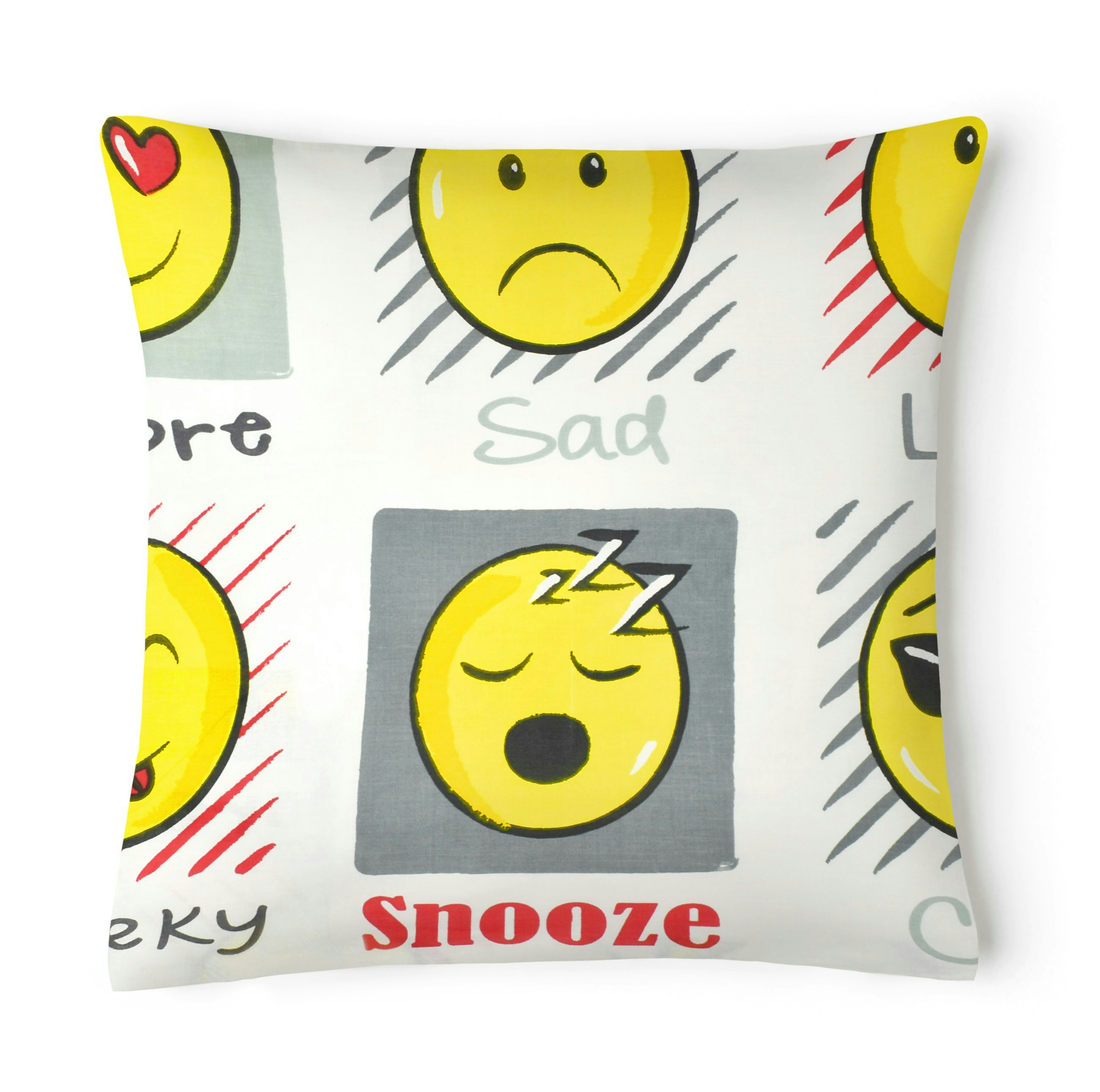 Rackhams White Fun Emoji Cushion - 43Cm X 43Cm