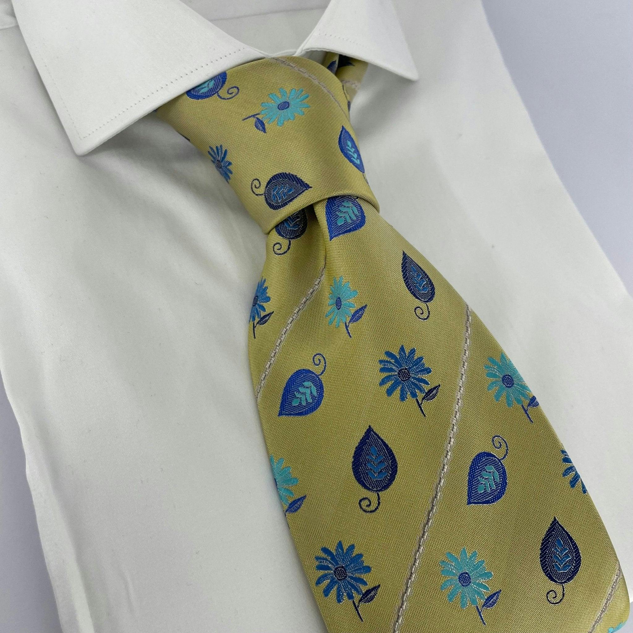 Claudio Lugli Gold Silk Floral Neck-Tie