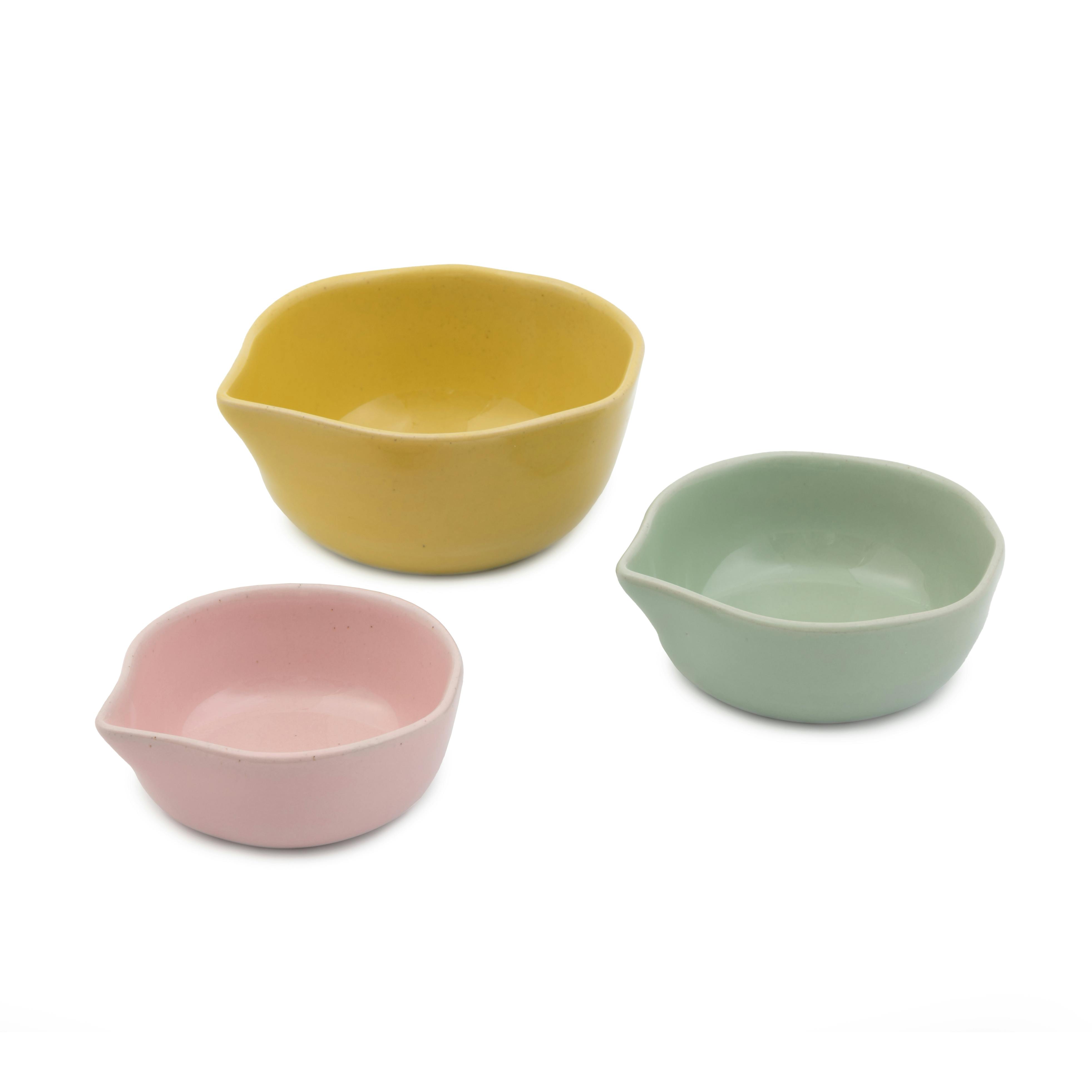 Rackhams Big Love Pinch-Me Pots, Set Of 3, 1, ½, ¼ Cups - Multicolour - Stoneware - Dipping Bowls