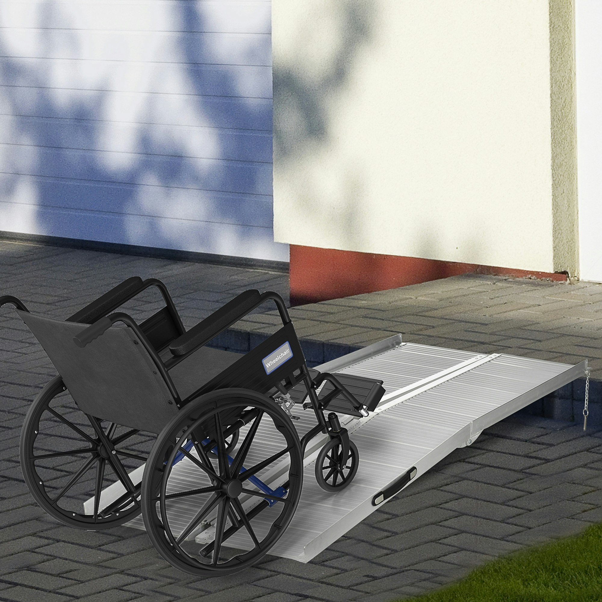 Homcom Silver 183 X 72Cm Folding Wheelchair Ramp Aluminum Medical Mobility Threshold In | Size: 183 X 72 Cm - Image 3