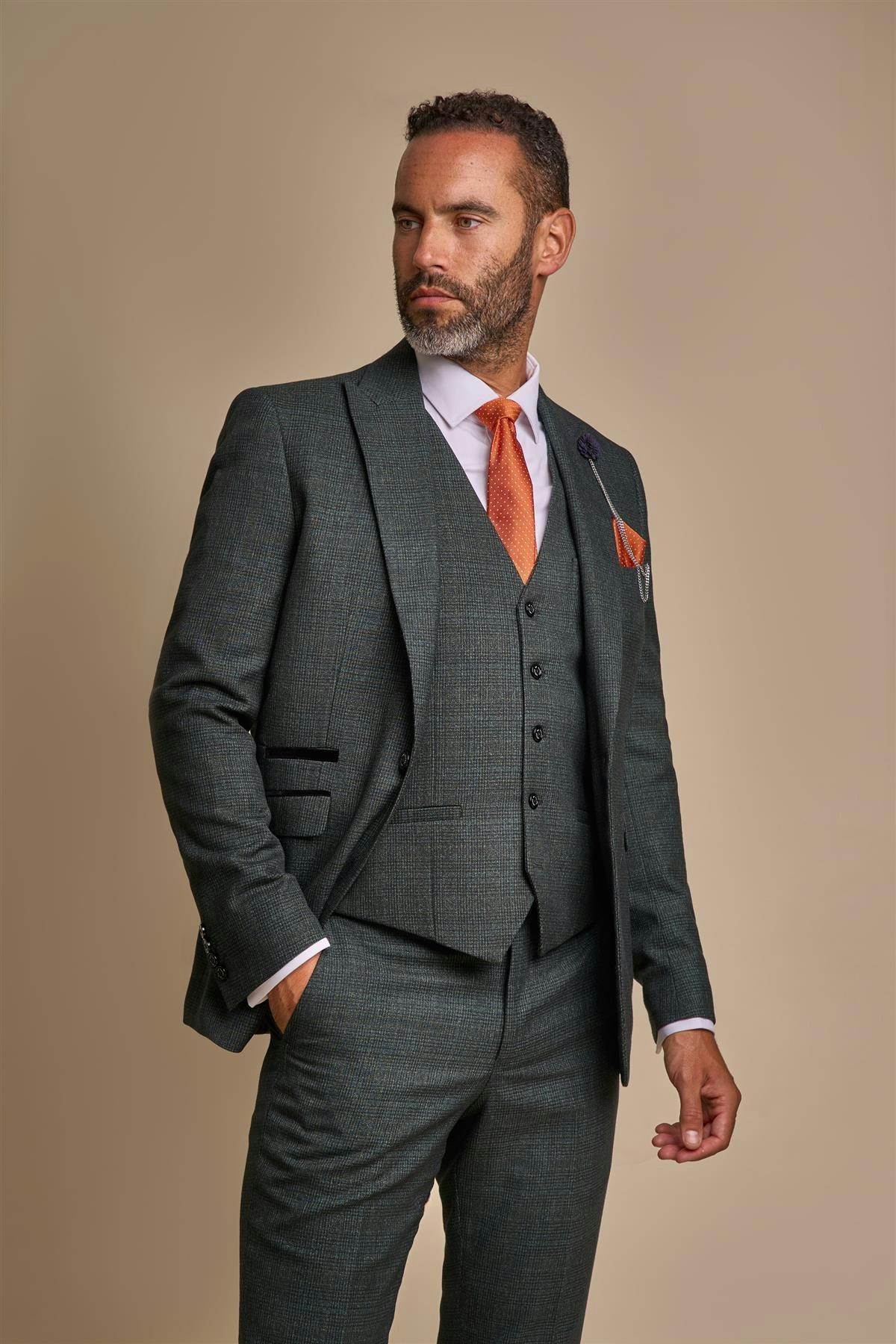House Of Cavani Caridi Olive Slim Fit Blazer - 52 Inch Chest