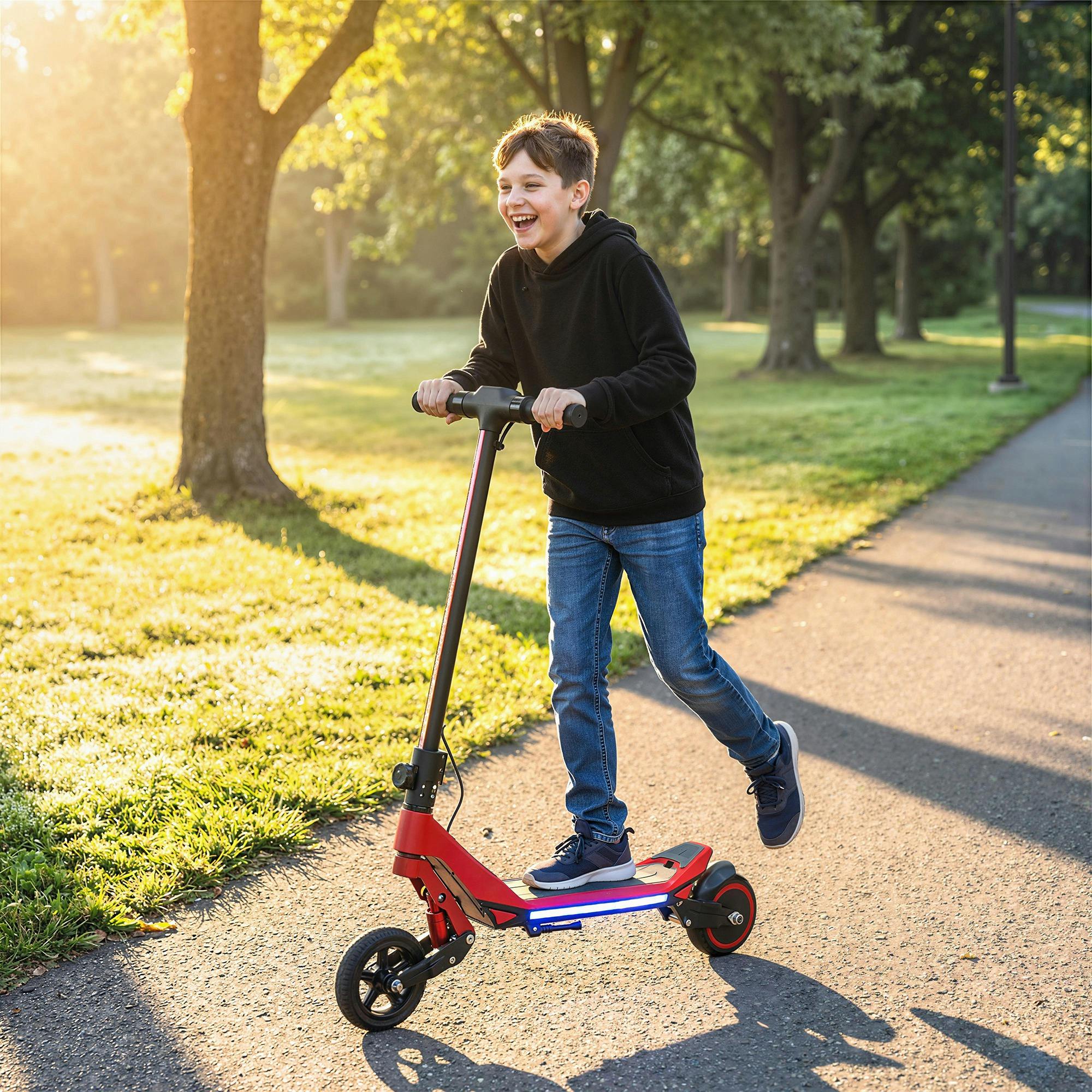 Sportnow Red Electric Scooter For Kids, Foldable E Scooter For Age Age 6+ - 93 X 39 X 103 Cm - Electric Scooter