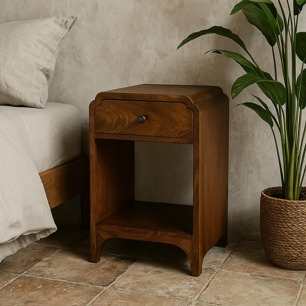 Rackhams Grain Paris Mango Wood Bedside Table With A Drawer And Shelf
