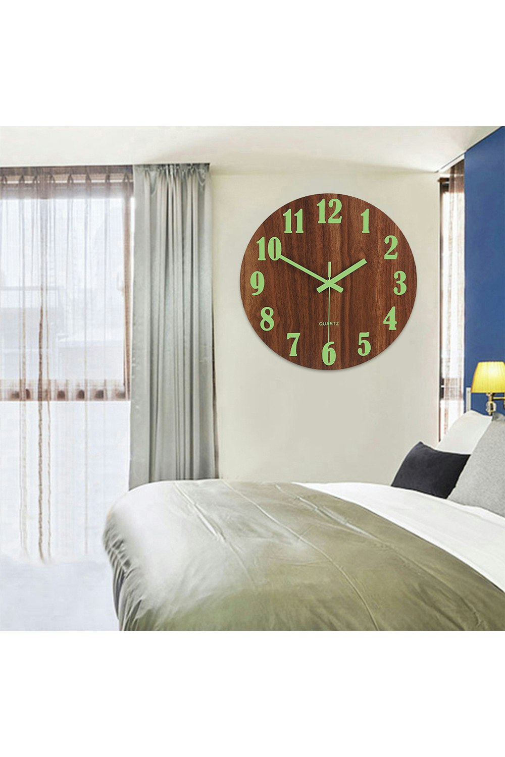 Rackhams Grain/Brown 30Cm Imitation Walnut Luminous Arabic Numerals Wall Clock