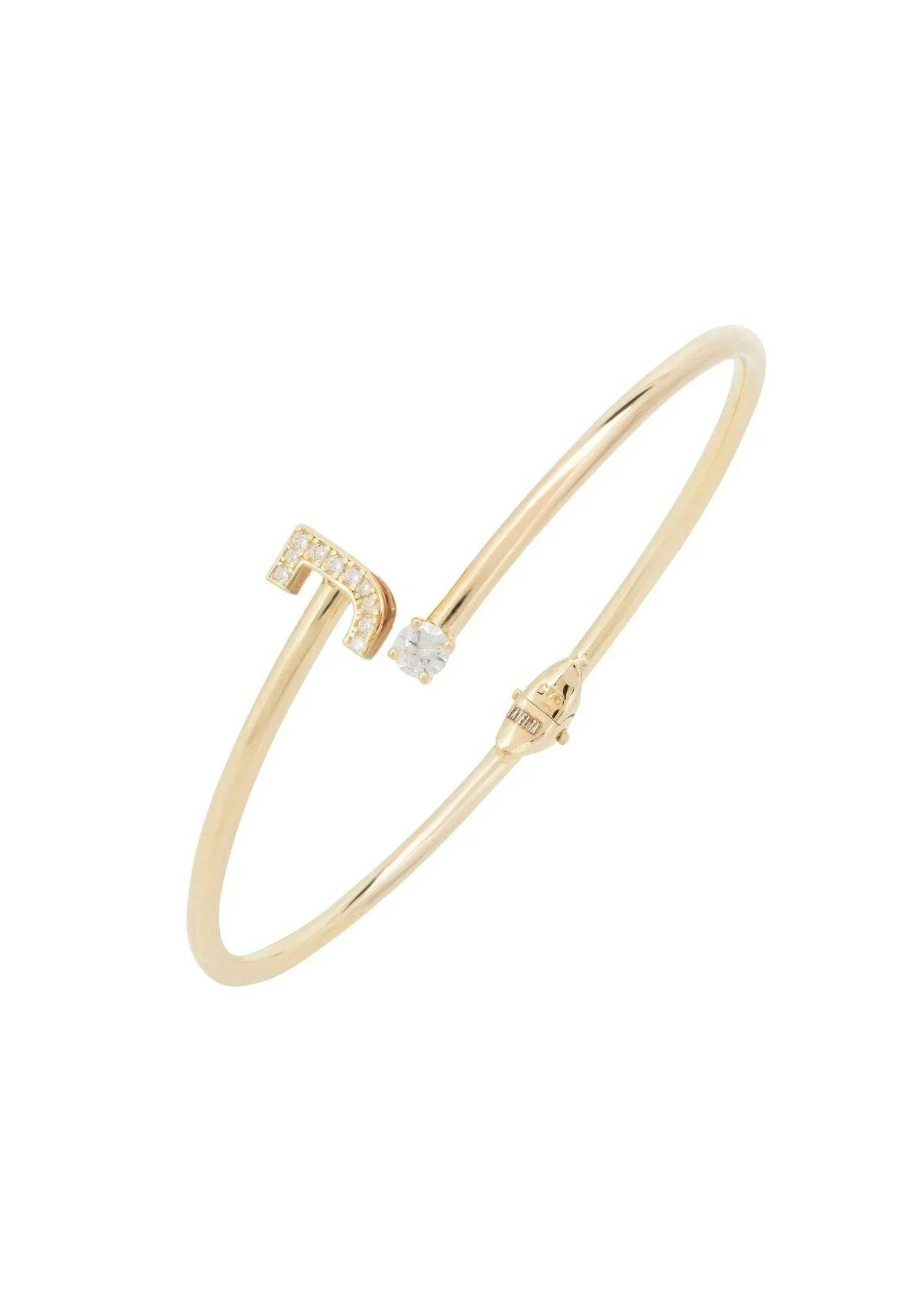 Latelita Gold Initial Bangle J