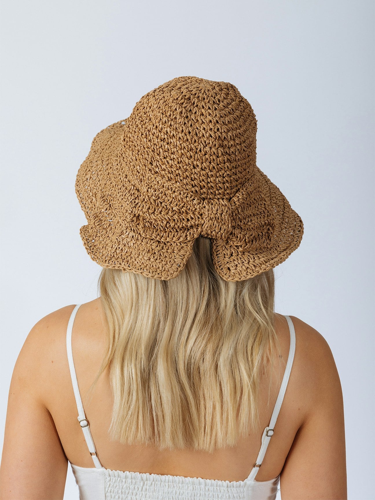 Svnx Brown Bowknot Straw Sun Hat - One Size