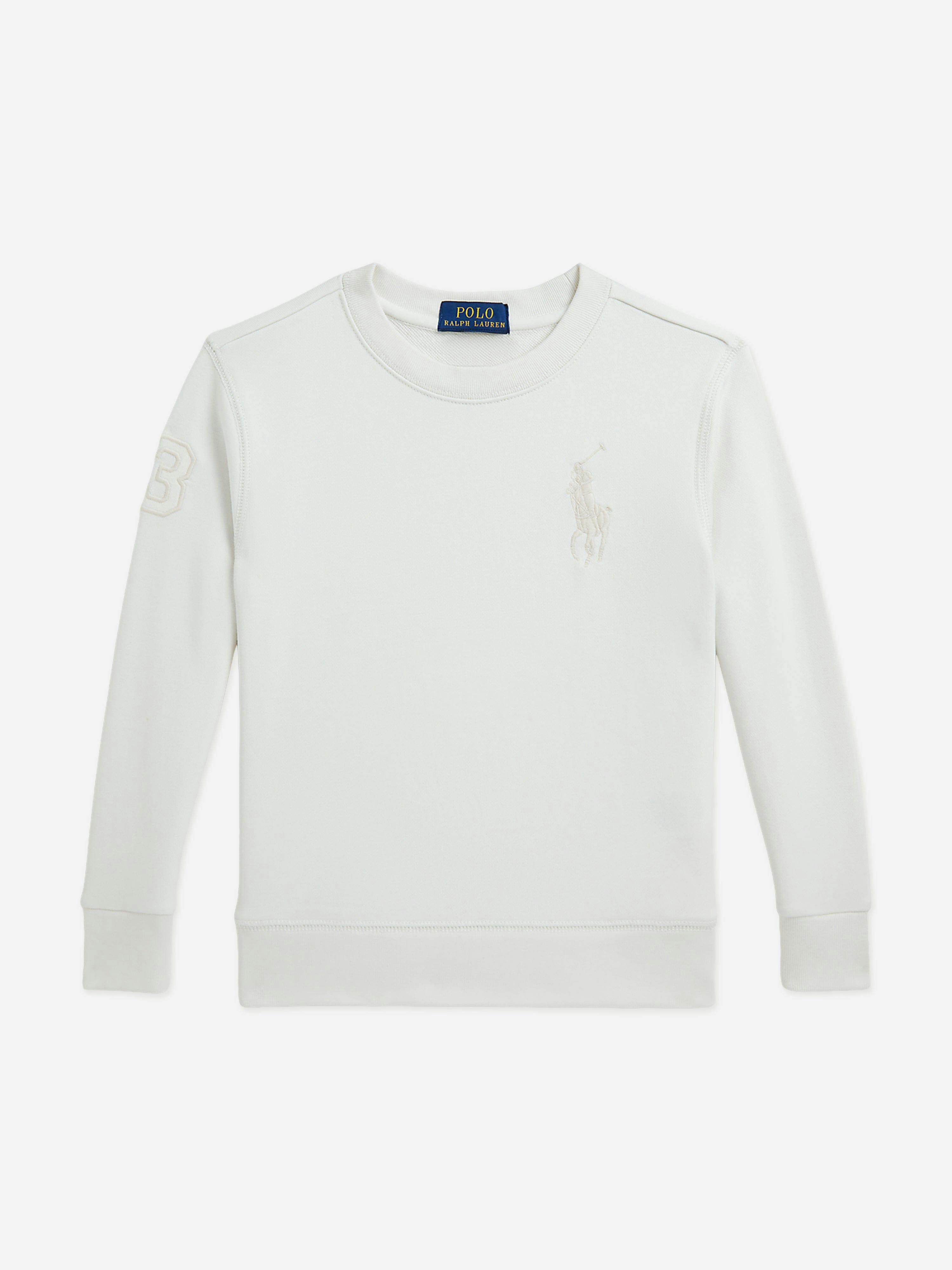 Ralph Lauren Kids Boys Ivory/Cream Ralph Lauren French Terry Logo Sweatshirt In - 3 Yrs