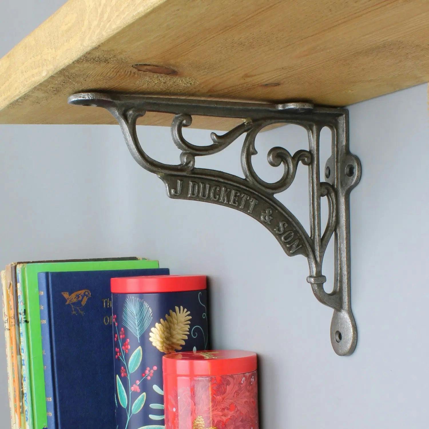 Oakcrafts Pair Of Antique Cast Iron J Duckett Shelf Brackets - 195Mm X 180Mm