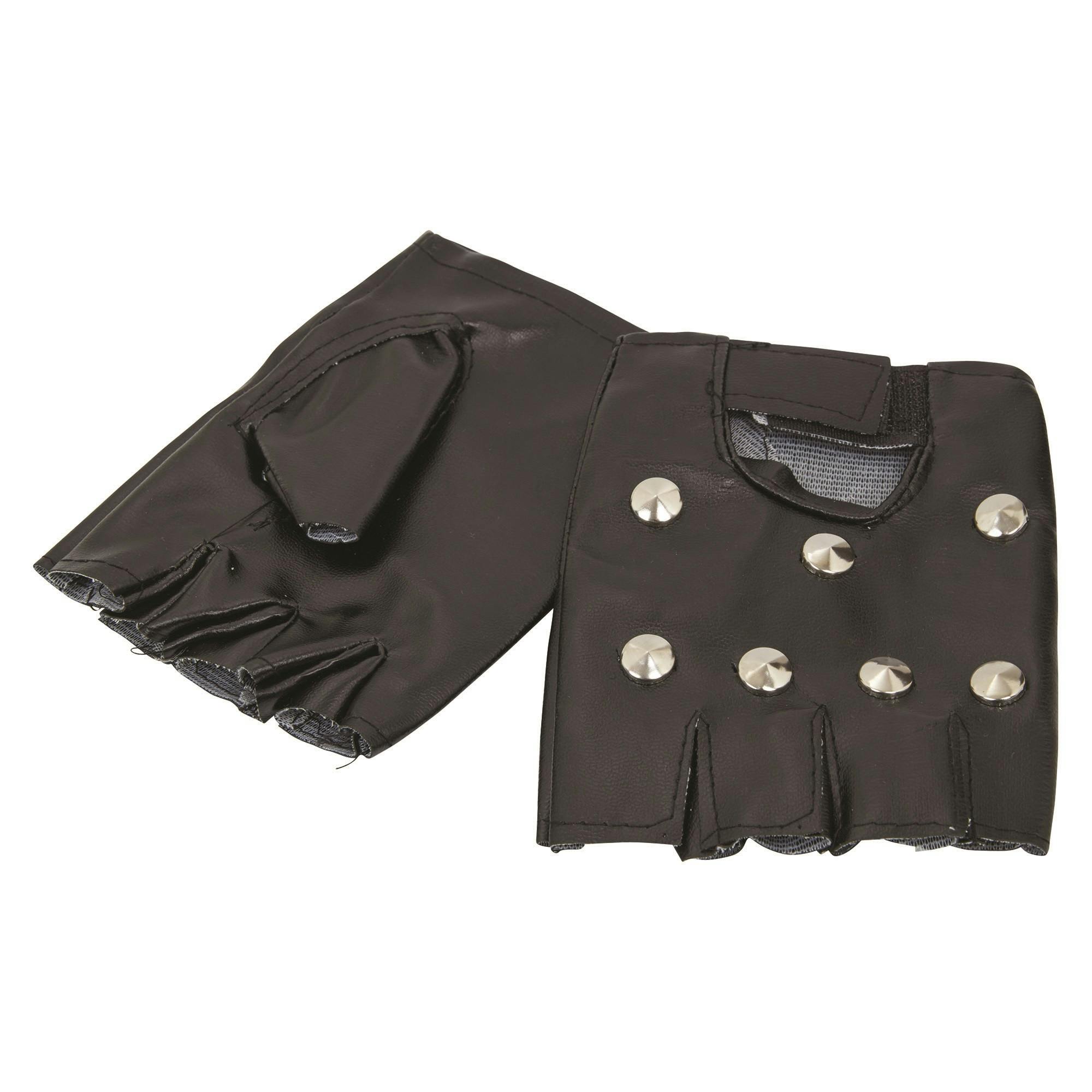 Bristol Novelty Unisex Black Adults Studded Punk Gloves - One Size