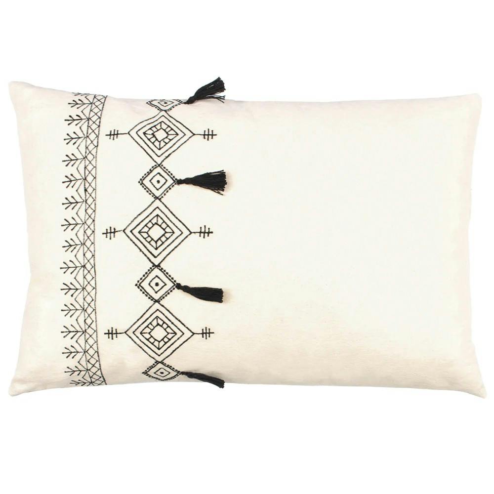 Rackhams Pritta Tassel Cushion Cover - Natural - 40Cm X 60Cm - Natural - 100% Cotton