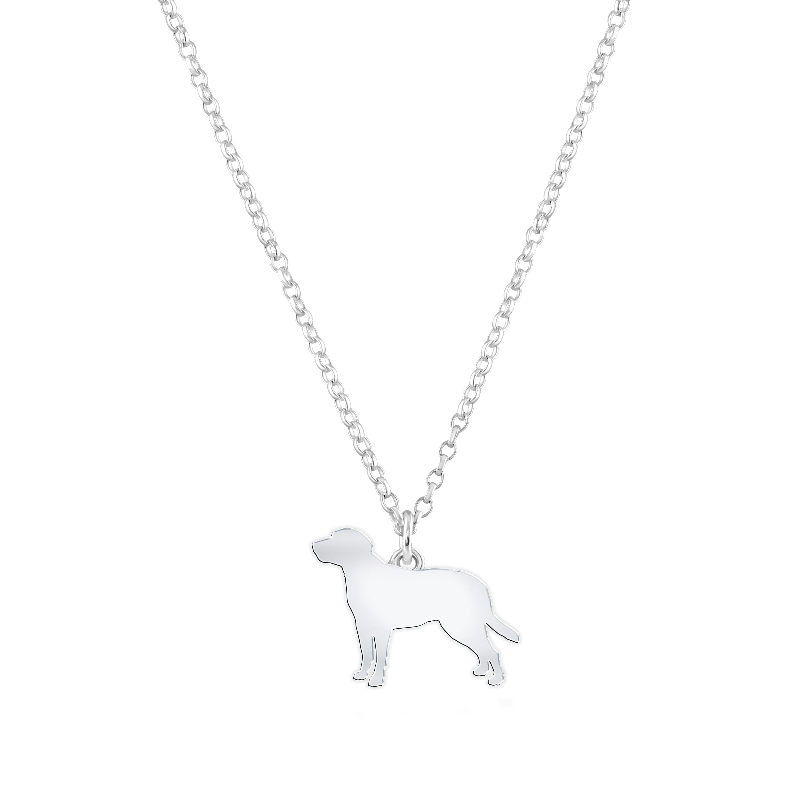 Mylee London Silver Entlebucher Mountain Dog Silhouette Necklace - Personalised - No
