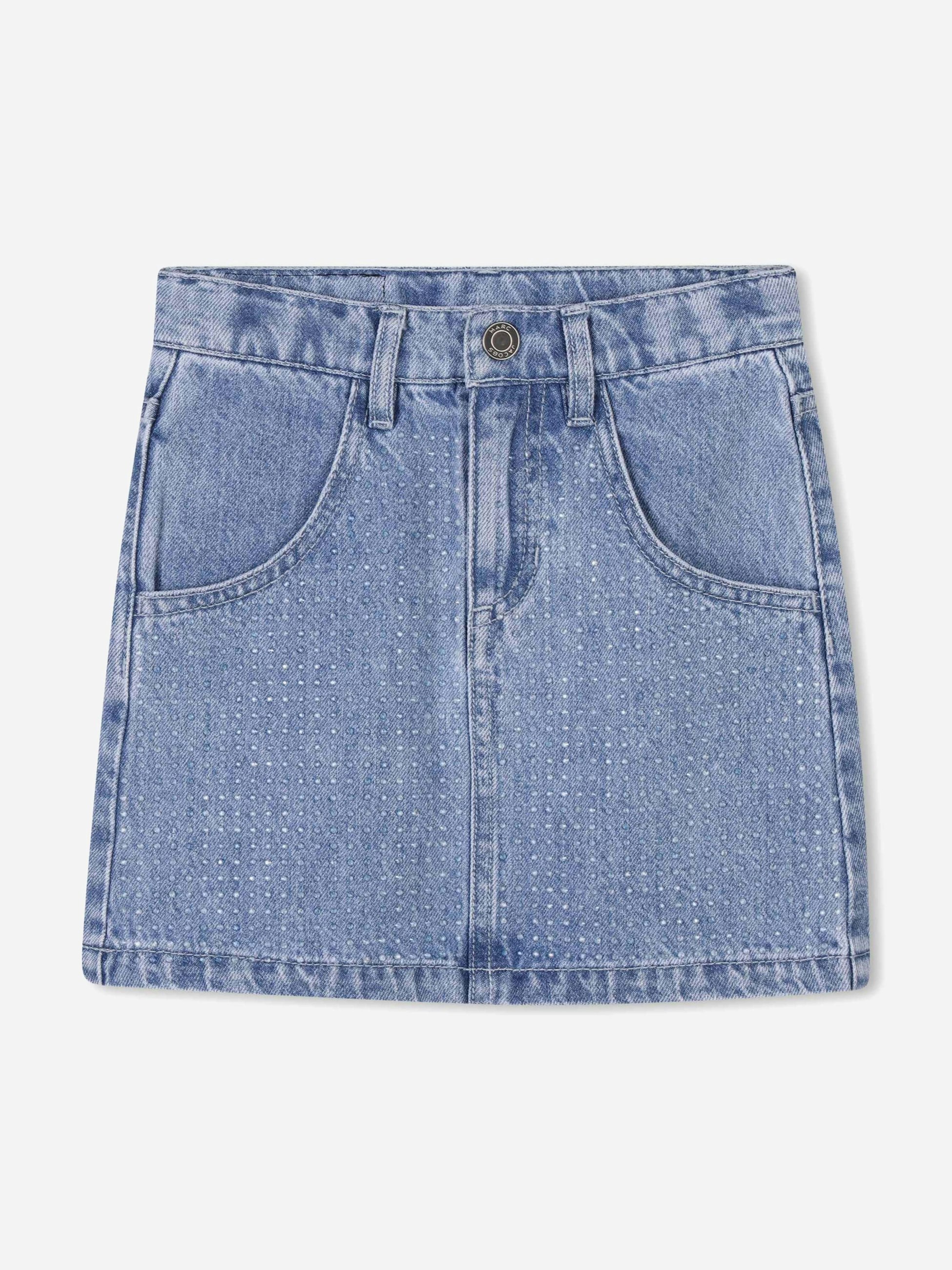 Marc Jacobs Girls Blue Diamante Denim Skirt In - 5 Yrs