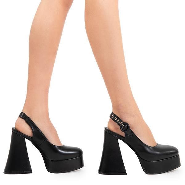 Lamoda Women's Black Platform Conversing Gothic Chunky High Heel Vegan Shoes - Uk4