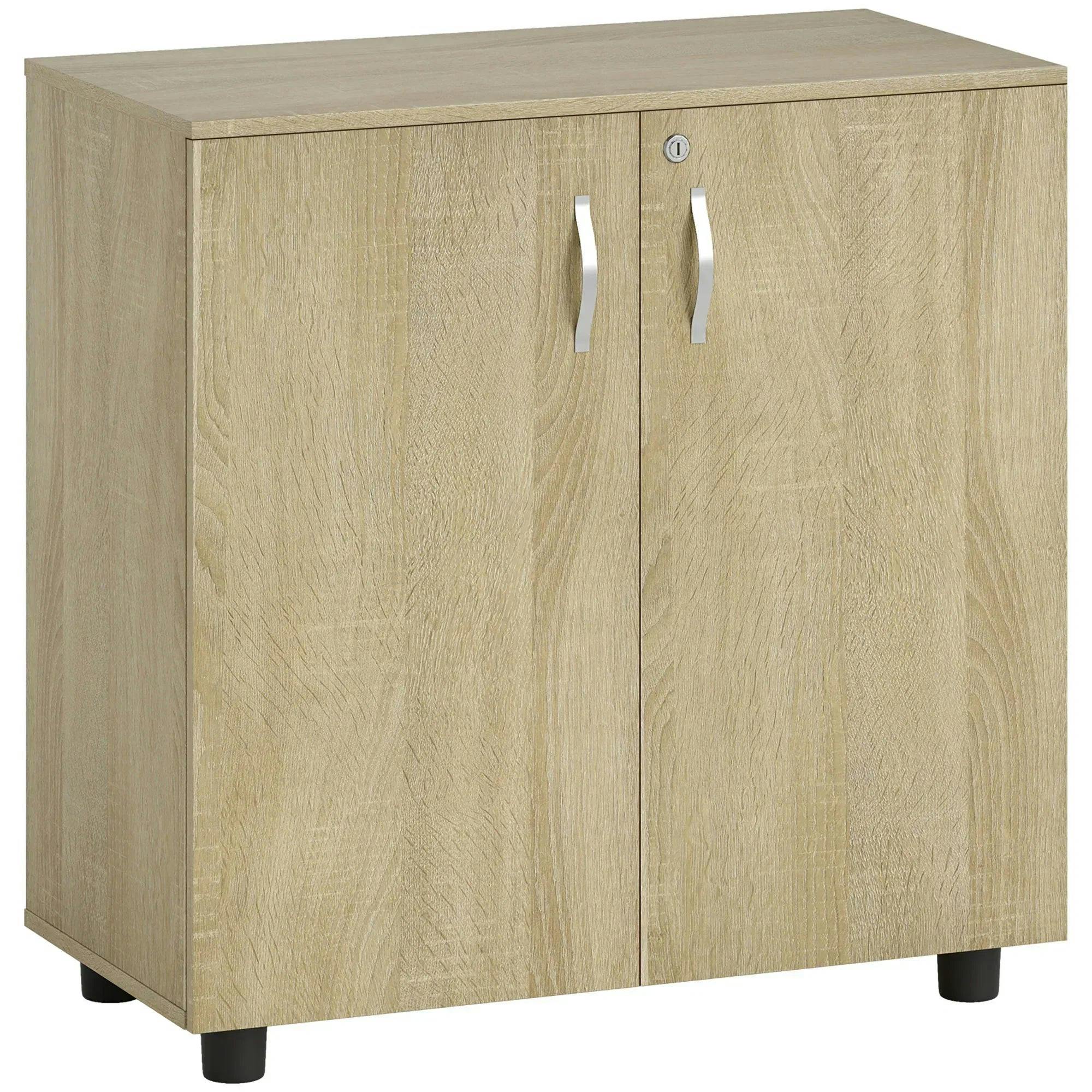 Vinsetto 2-Tier Locking Filing Cabinet - Oak Brown Office Storage Cabinet - 80x40x80cm - Image 5