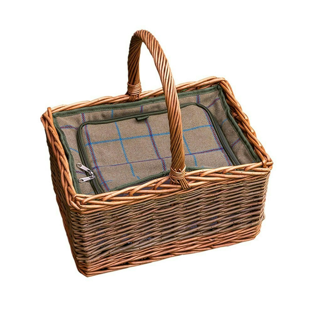 Red Hamper Deluxe Butchers Wicker Picnic Basket With Fitted Cooler - One Size