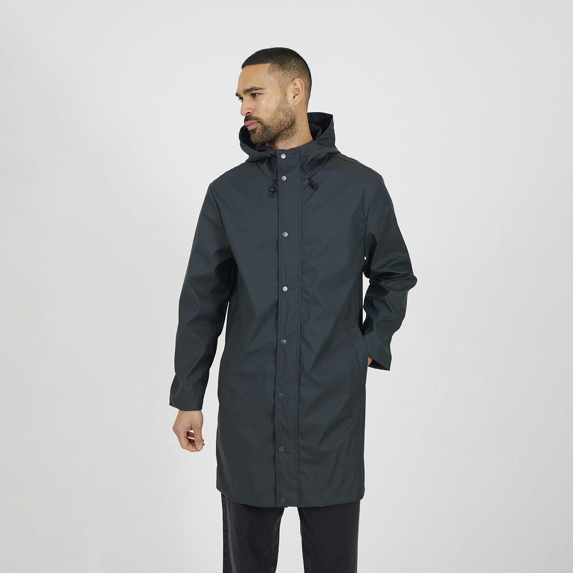 Brave Soul Rubberised Hooded Parka Style Jacket - Khaki - Khaki - S