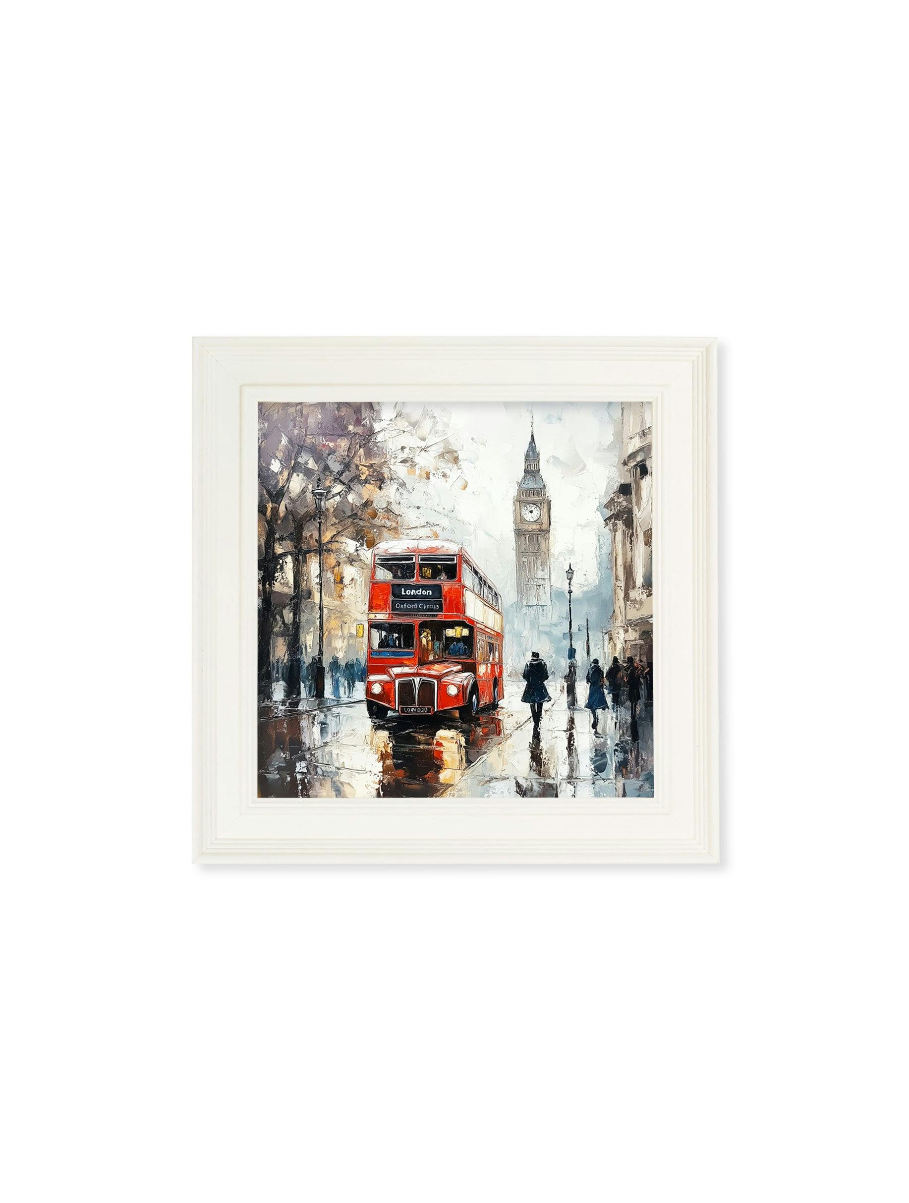Exceptional Art Cream London Bus - Hurstwood Square Frame - 44 X 44Cm