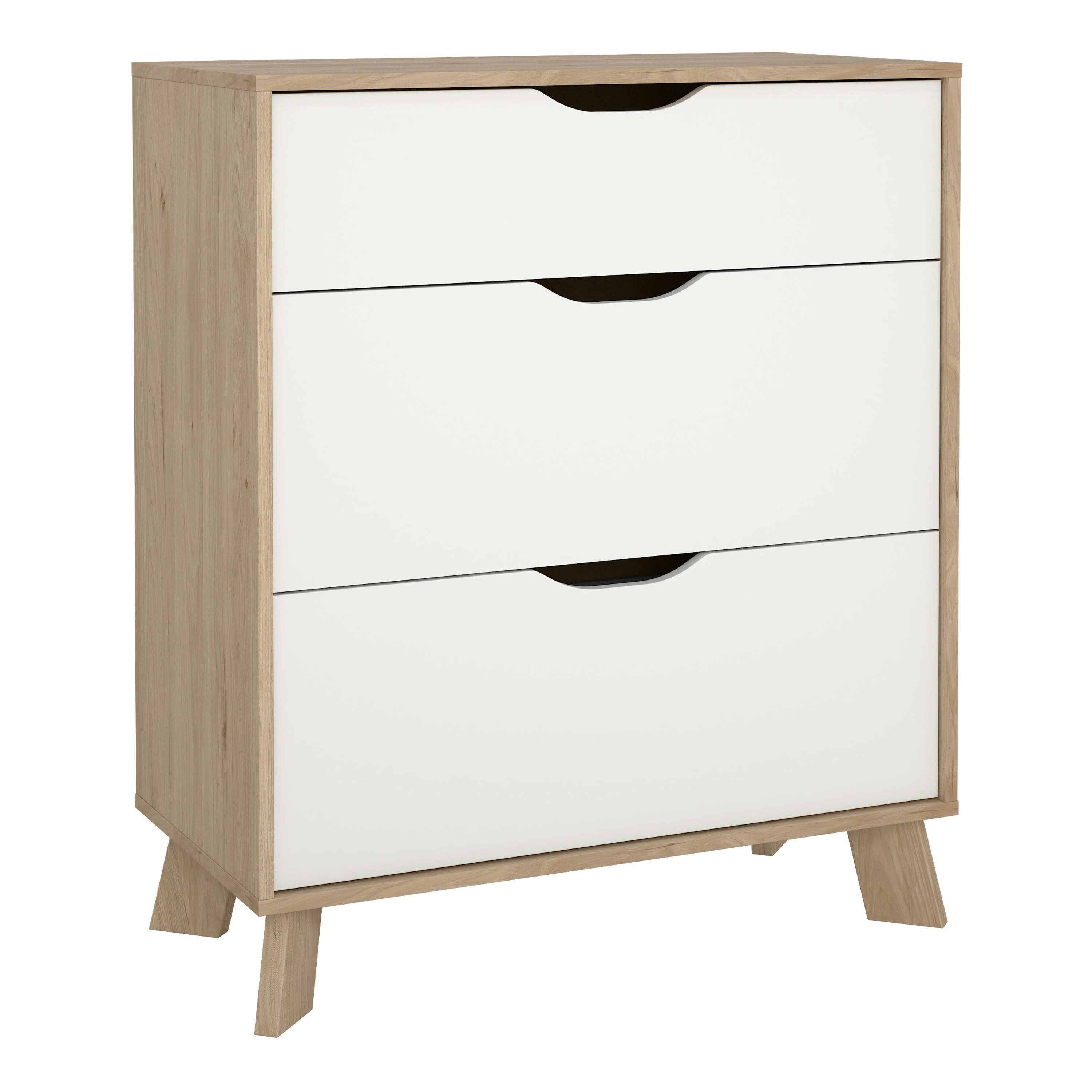 Rackhams White Ikast Chest 3 Drawers In Jackson Hickory And - Oak & - Matt - Melamine