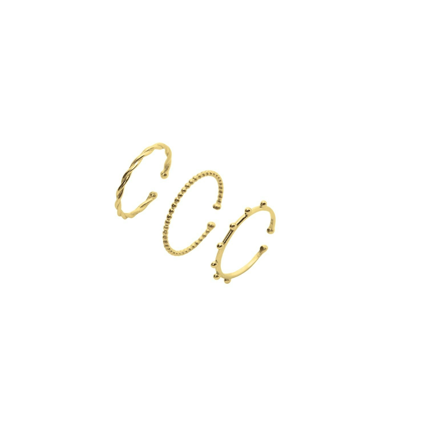 Spero London Gold Skinny Layering Adjustable Ring Set - All Set