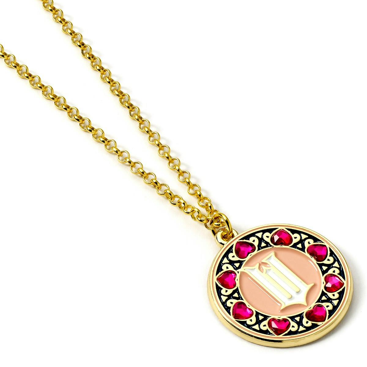 The Carat Shop Gold/Pink/Blue Wicked 'W' Logo With Crystal Border Necklace