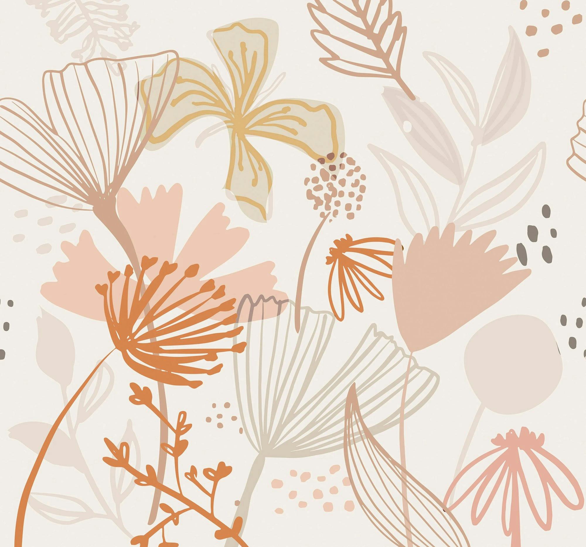 Rackhams Peach Scandi Floral Fixed Size Mural |