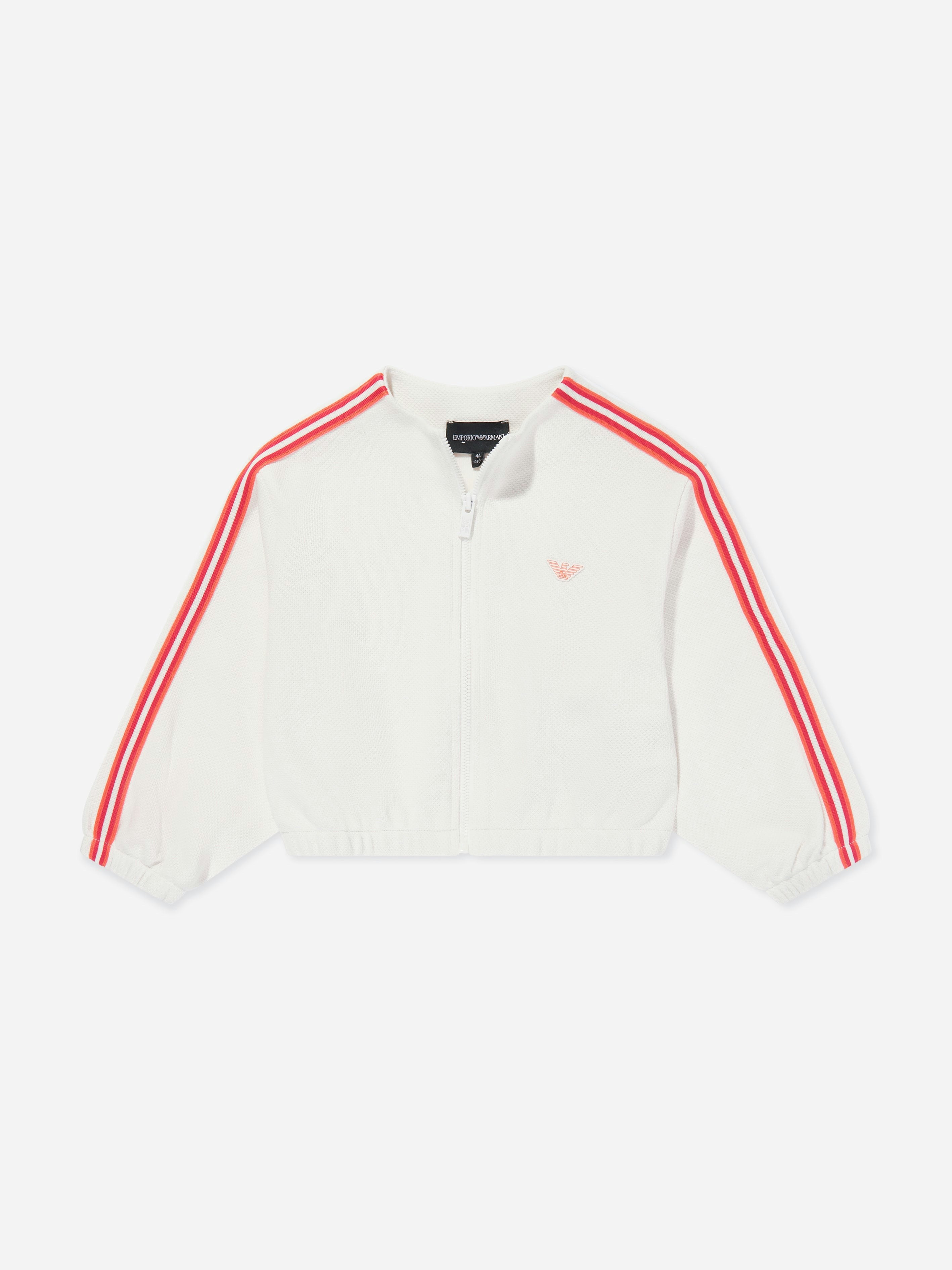 Emporio Armani Girls White Logo Zip Up Top In - 4 Yrs