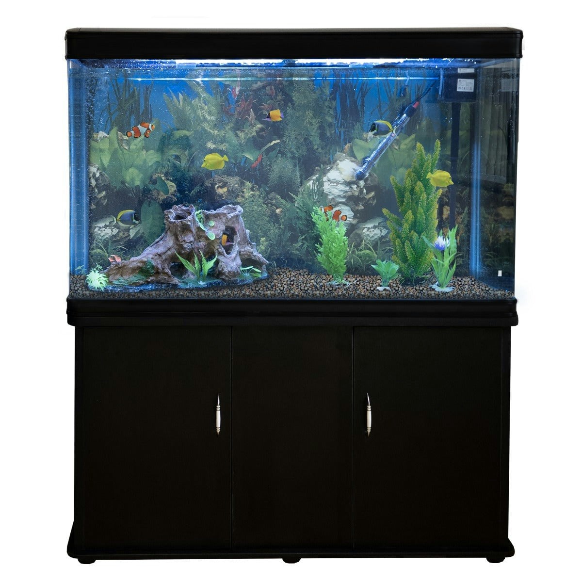 Monstershop Black Aquarium Fish Tank & Cabinet With Complete Starter Kit - Tank & Natural Gravel