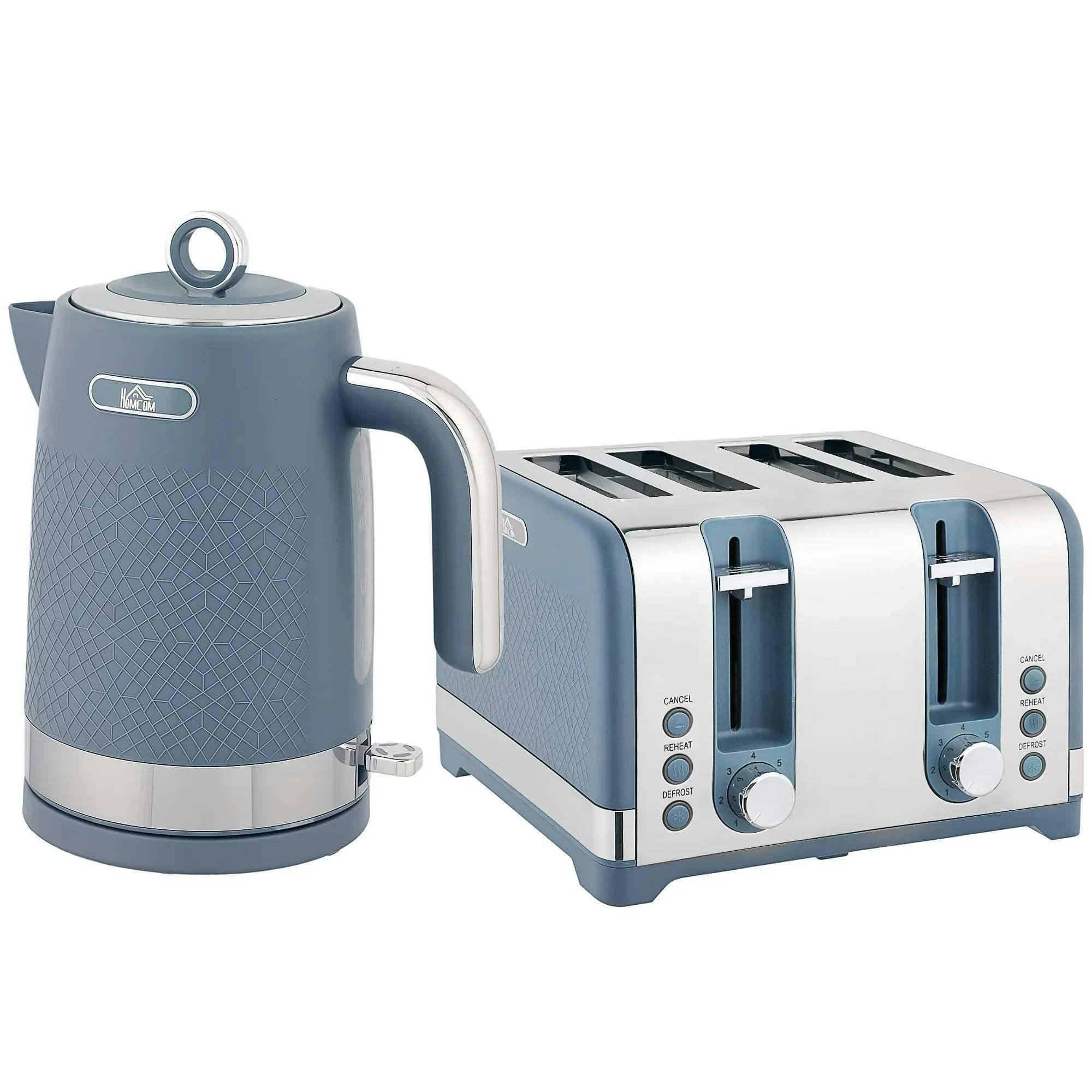 Homcom Unisex Blue Kettle And Toaster Set With 3000W Rapid Boil, 4 Slice Toaster In - Image 4