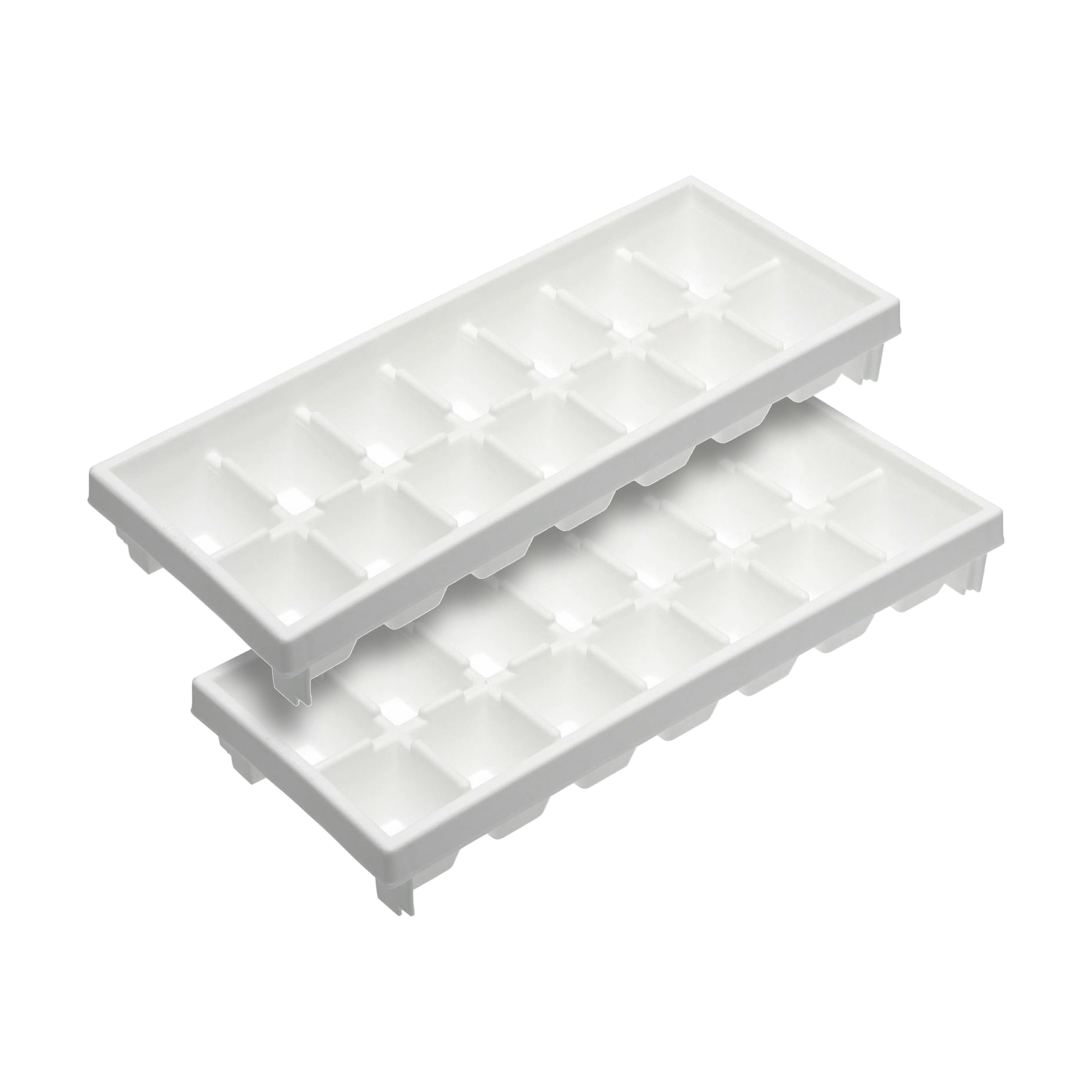 Rackhams White Flexible Ice Cube Trays, Set Of 2 Plastic Ice Cube Moulds, 31.5 X 12 X 4.5Cm - Polypropylene - Ice Trays