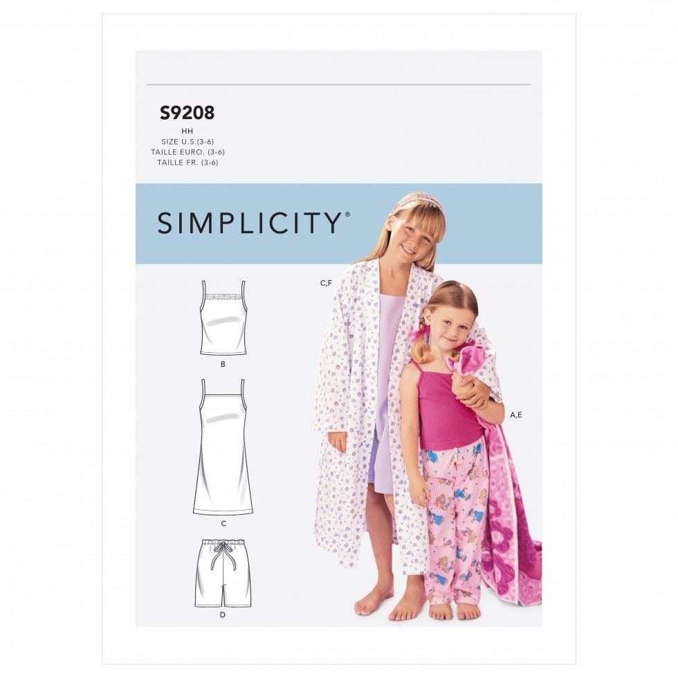 Simplicity Girls Sewing Pattern 9208, Pyjamas For Kids, Women, Hh (3-4-5-6) - Easy - Hh (3-4-5-6)