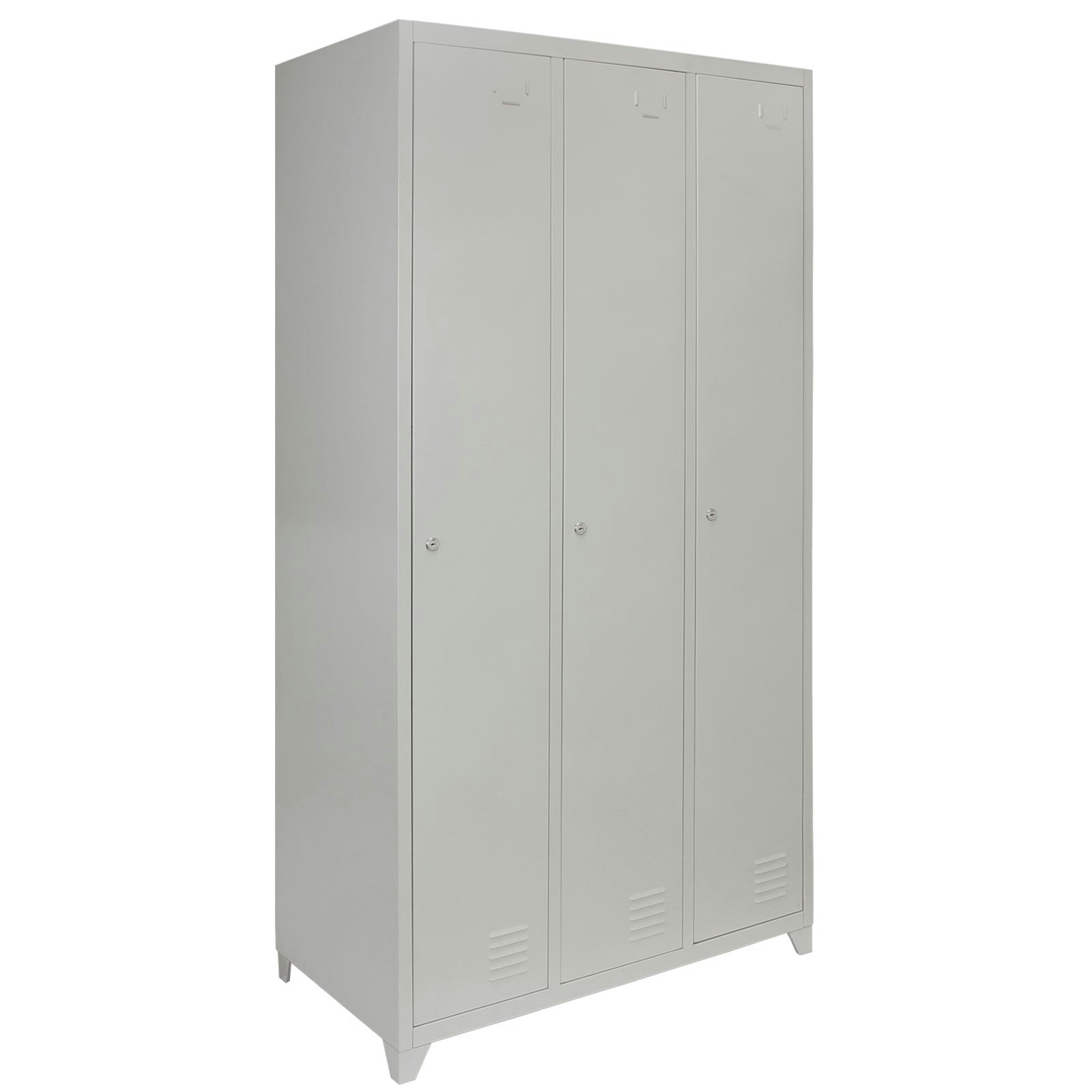 Rackhams Grey Metal Storage Lockers - Three Doors,