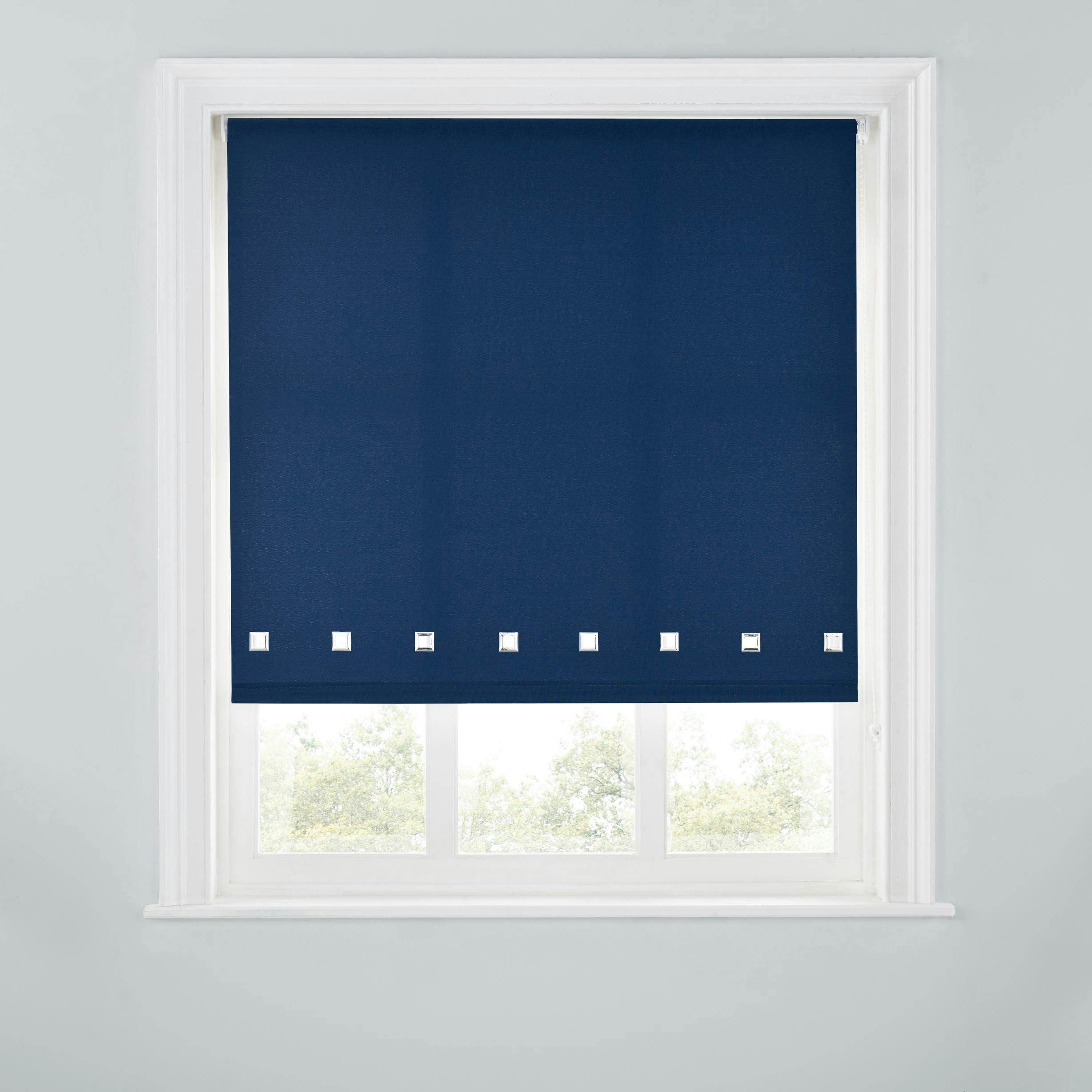 Rackhams Light Trimmable Square Eyelet Roller Blind - 4Ft - Navy - 120Cm(W)X170cm(L)