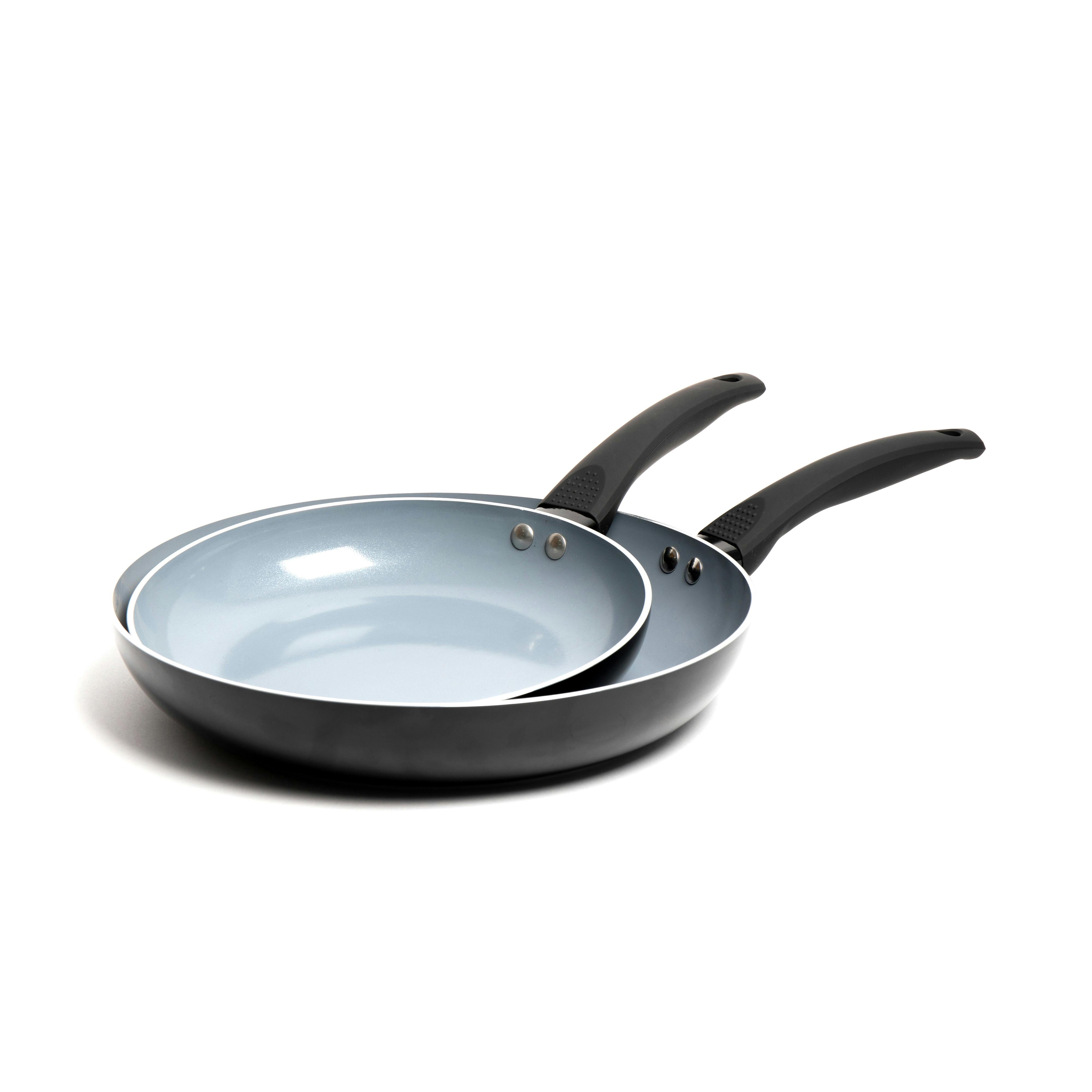 Rackhams Black 2Pc Ceramic Non-Stick Eco Frying Pan Set With 2X Induction-Safe Frying Pans, 24Cm And 30Cm - Aluminum - Frying Pans