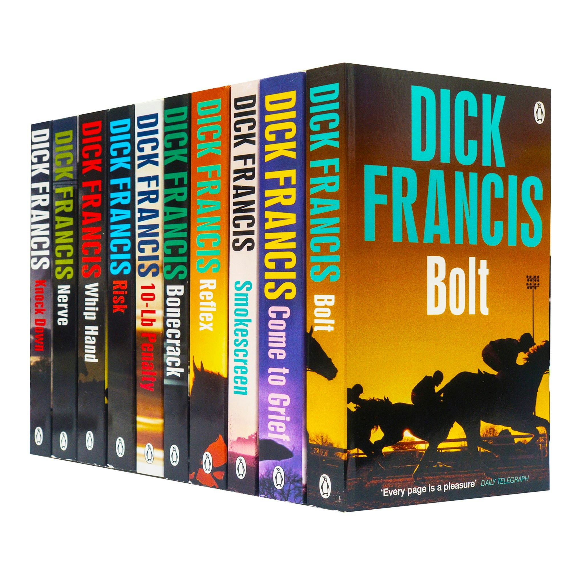 Penguin Dick Francis 10 Book Set Bolt, Reflex, Risk, Whip Hand, Nerve, Knock Down, Bonecrack & More