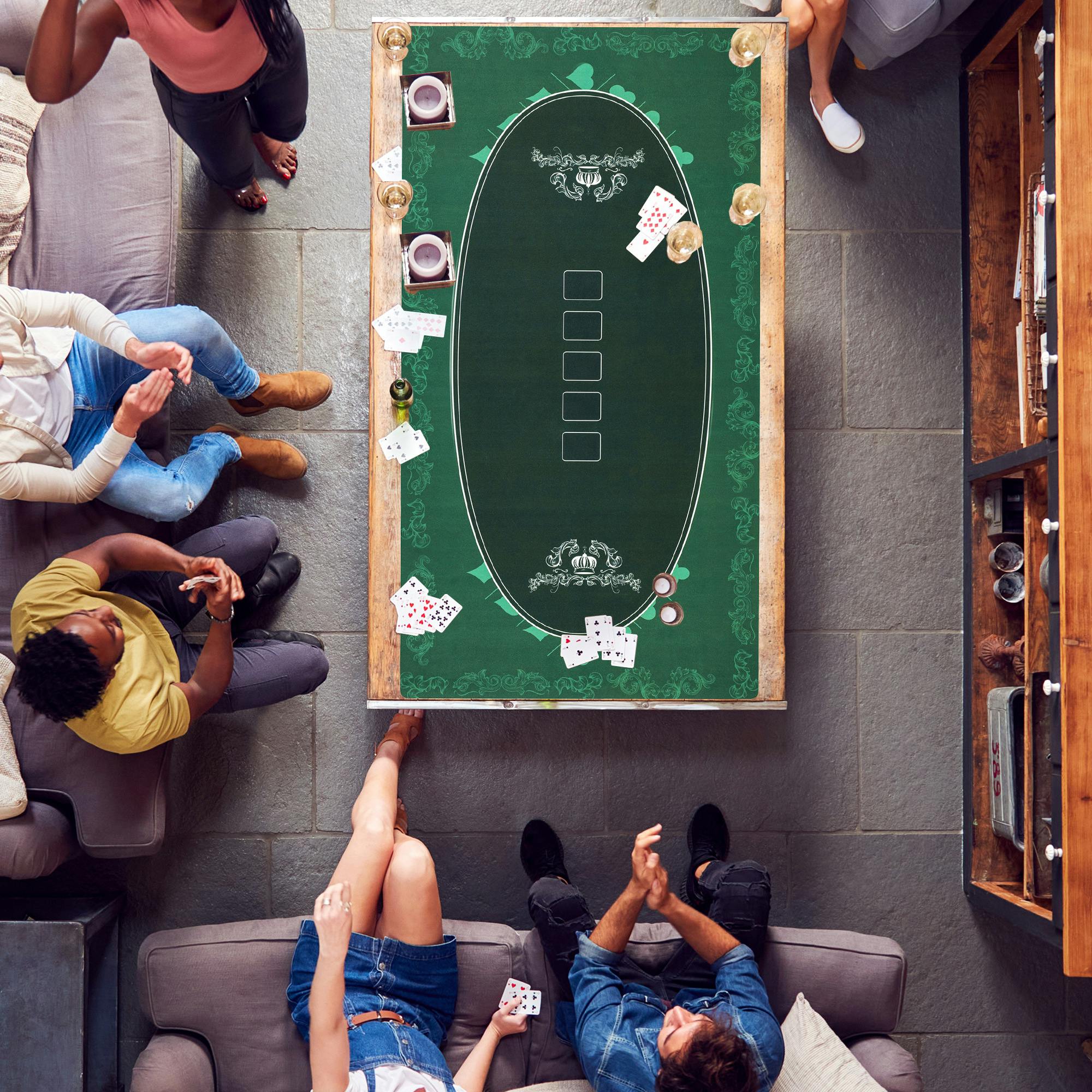 Sportnow Green 239.3 X 115.5 Cm Poker Mat 12 Player Water-Resistant,