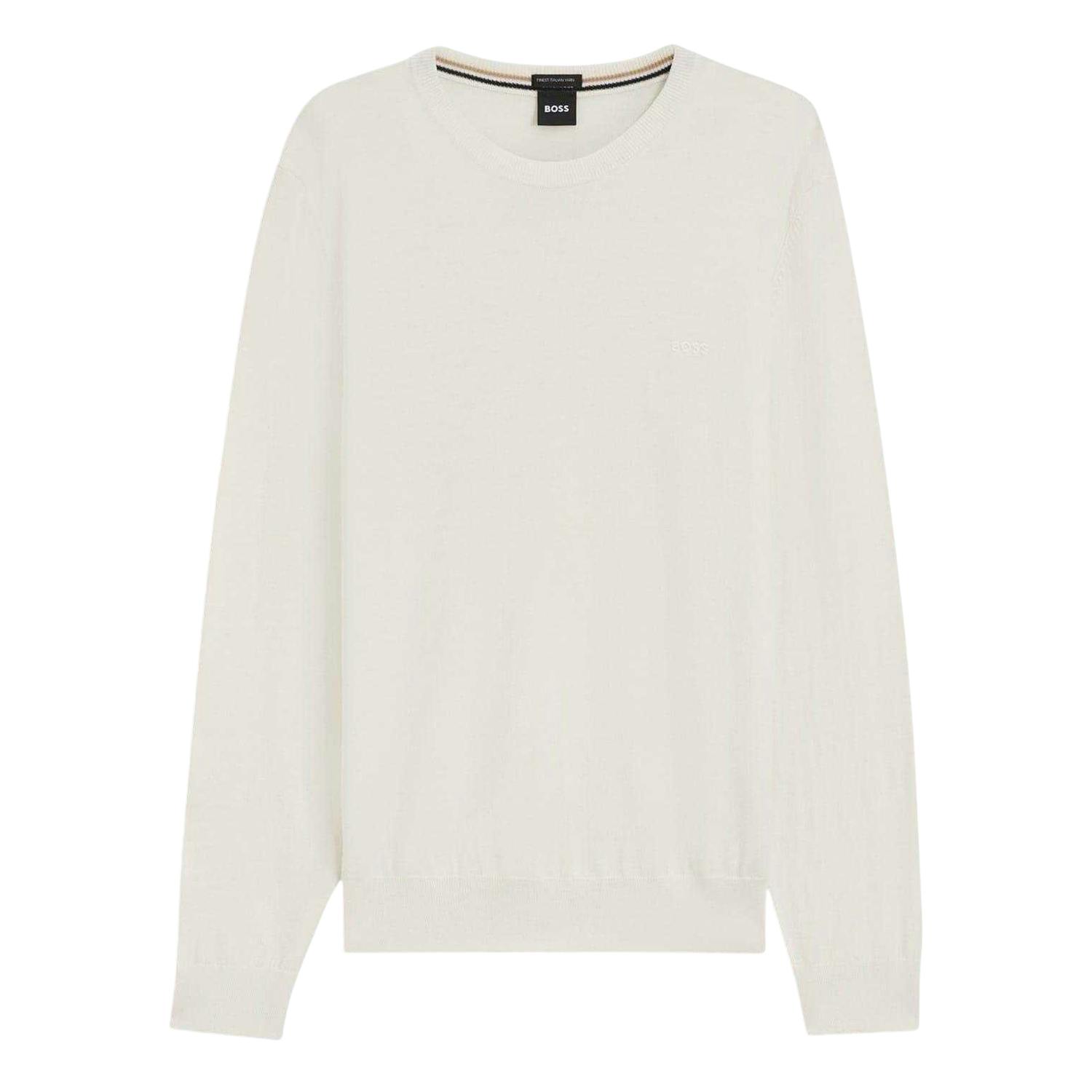 Boss Men's White Logo Jumper - L - 100% Mixed