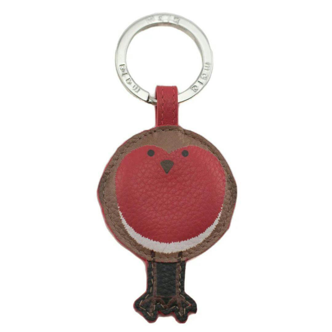 Mala Leather Red Bobbie Robin Bird Leather Keyring