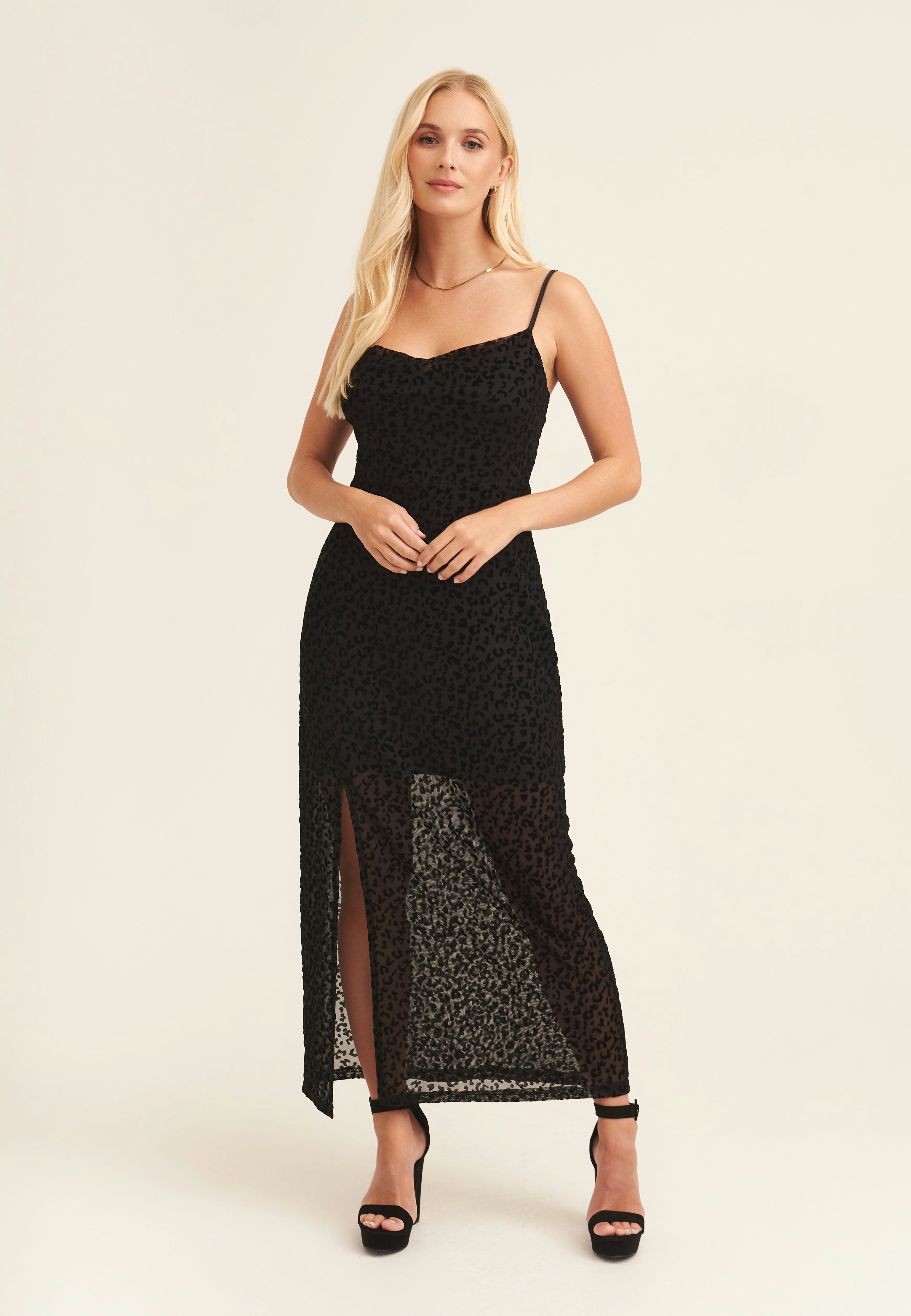 Gini London Animal Cowl Midi Dress - Uk 14 / Us 10 / Eu 42