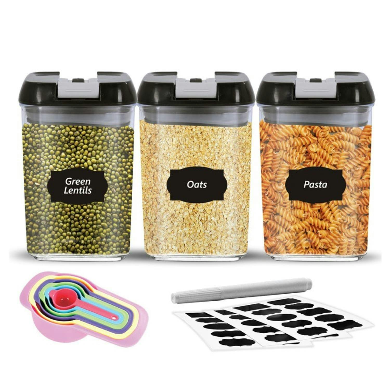Top 3 3 Piece 0.8L Food Storage Lock N Fresh Stackable Containers - Plastic - Clear - Food Storage Set