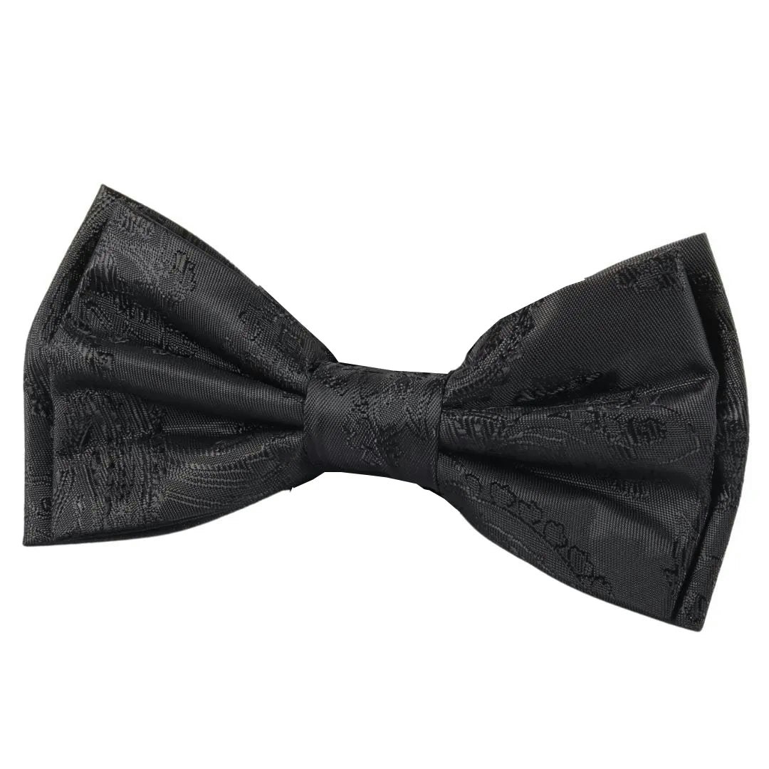 Paul Andrew Men's Black Bow Tie Pocket Square Cuff Links Gift Set - 502