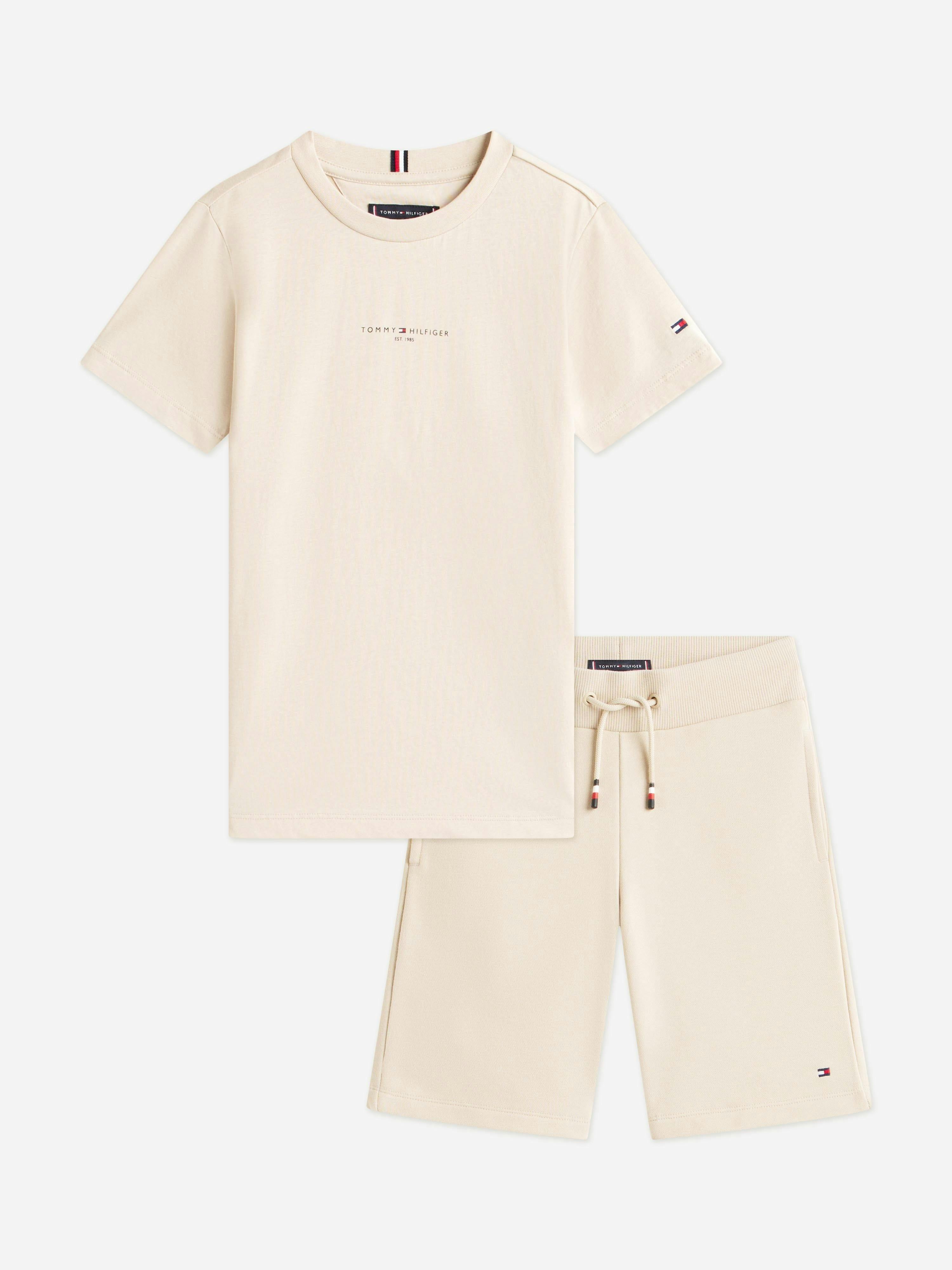 Tommy Hilfiger Boys Beige Essential Short Set In - 8 Yrs