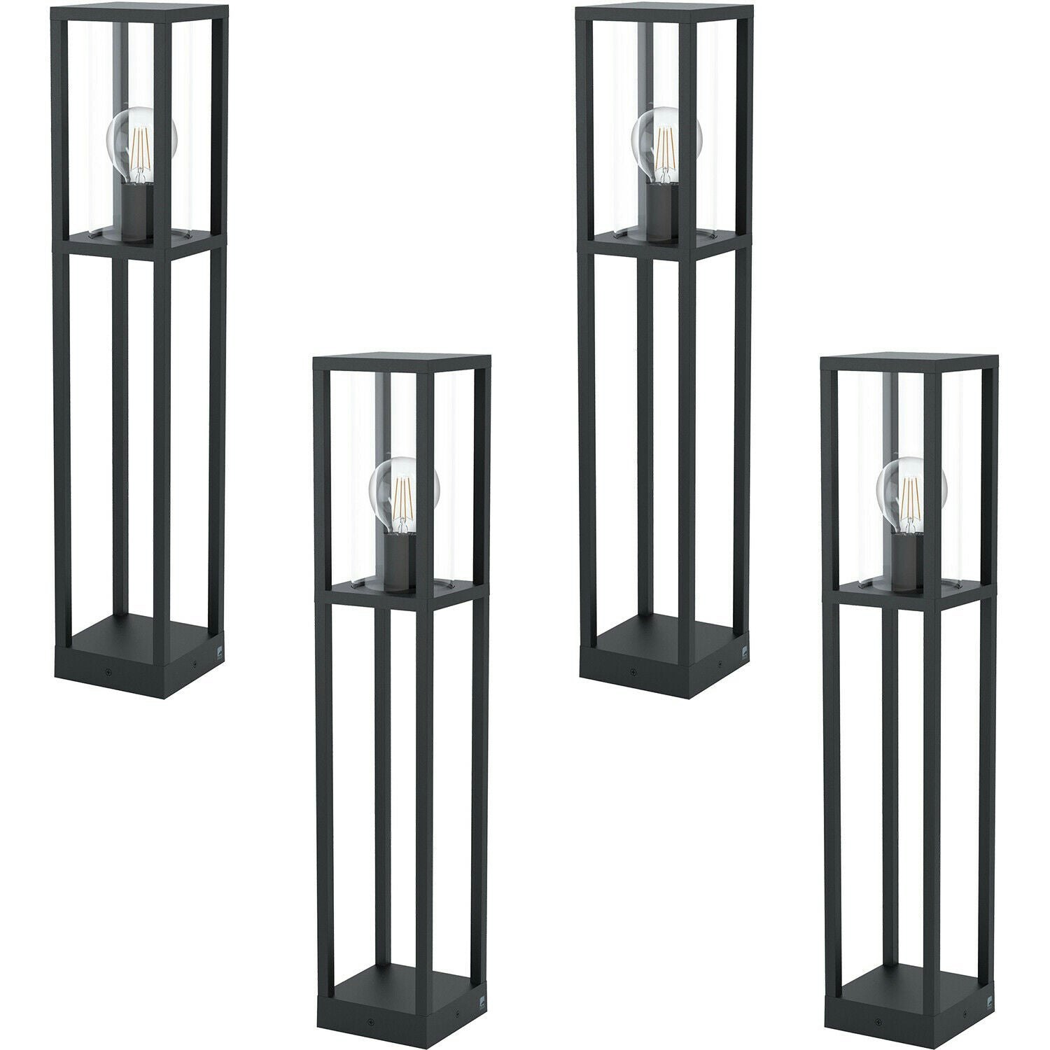 Rackhams Light/Black Pack Ip44 Outdoor Bollard Cast Aluminium Box 40W E27 Tall Post Size 4