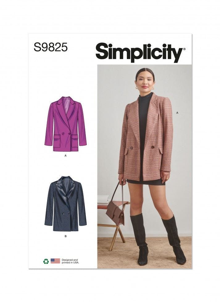 Simplicity Women's Sewing Pattern 9825, Jackets For K5 (8-10-12-14-16) - Intermediate - Y5 (18-20-22-24-26)
