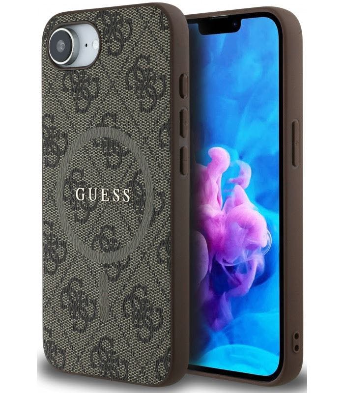 Guess Brown Pu Leather 4G Colored Ring Case With Magsafe For Iphone 16E 6.1" - Guhmpse4g4gfrw